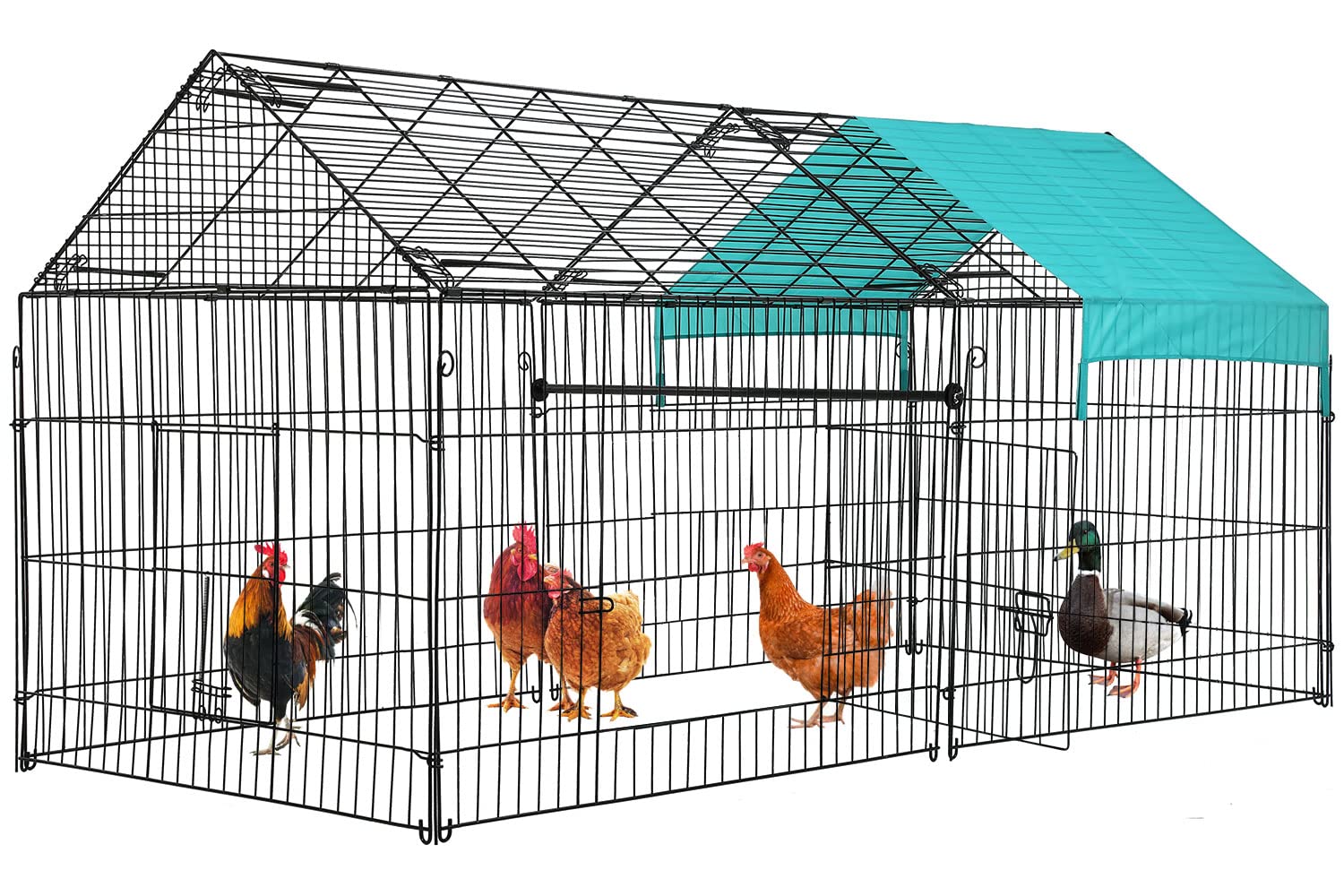 Bestpet 87' X 41'Large Metal Chicken Coop Run Enclosure Pen With Waterproof Cover Outdoor Backyard Farm Cage Crate Pet Playpen Exercise Pen For Rabbit Duck Hen