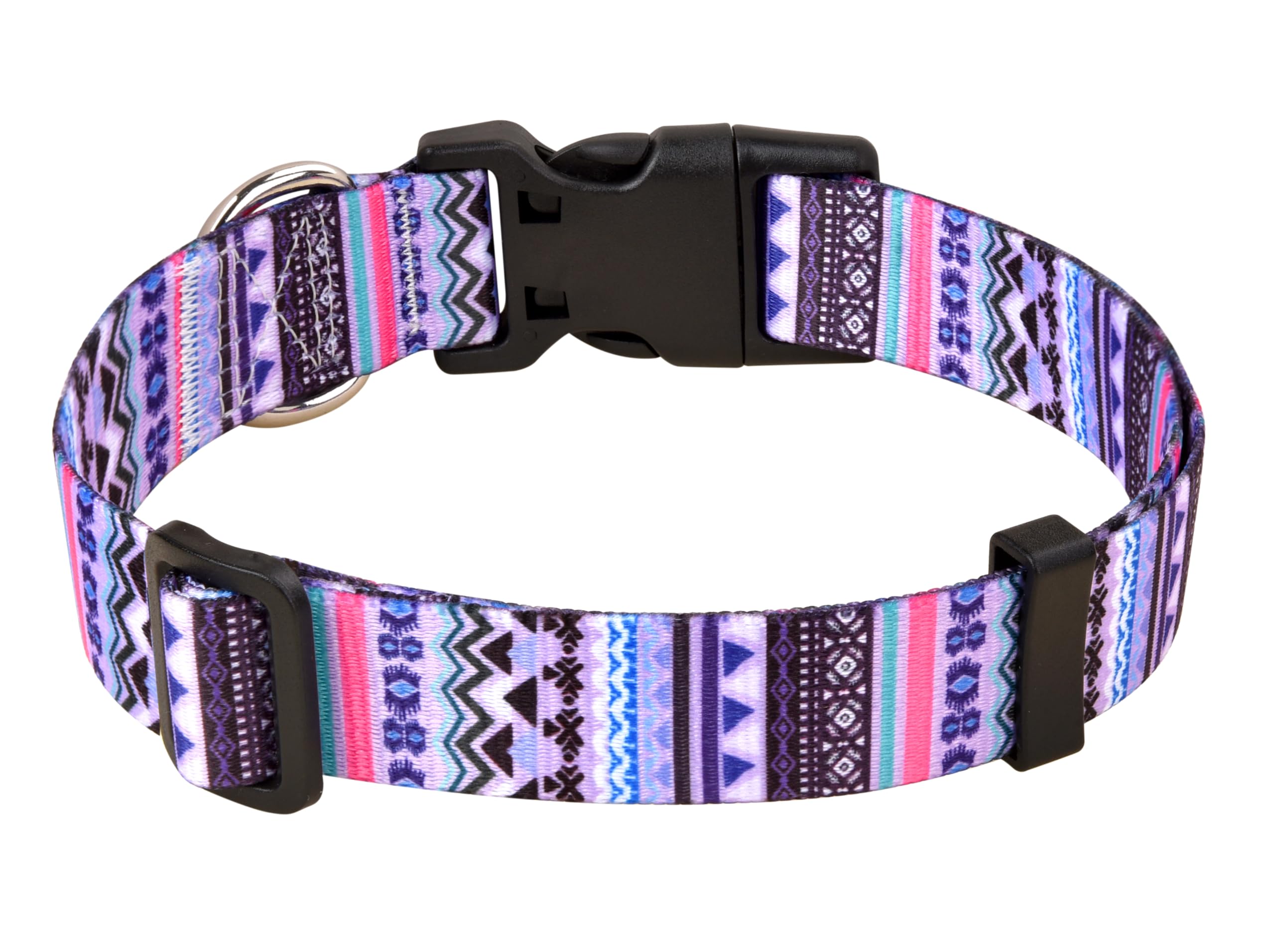 Mihqy Dog Collar With Bohemia Floral Tribal Geometric Patterns - Soft Ethnic Style Collar Adjustable For Small Medium Large Dogs(Purple Bohemia,L)