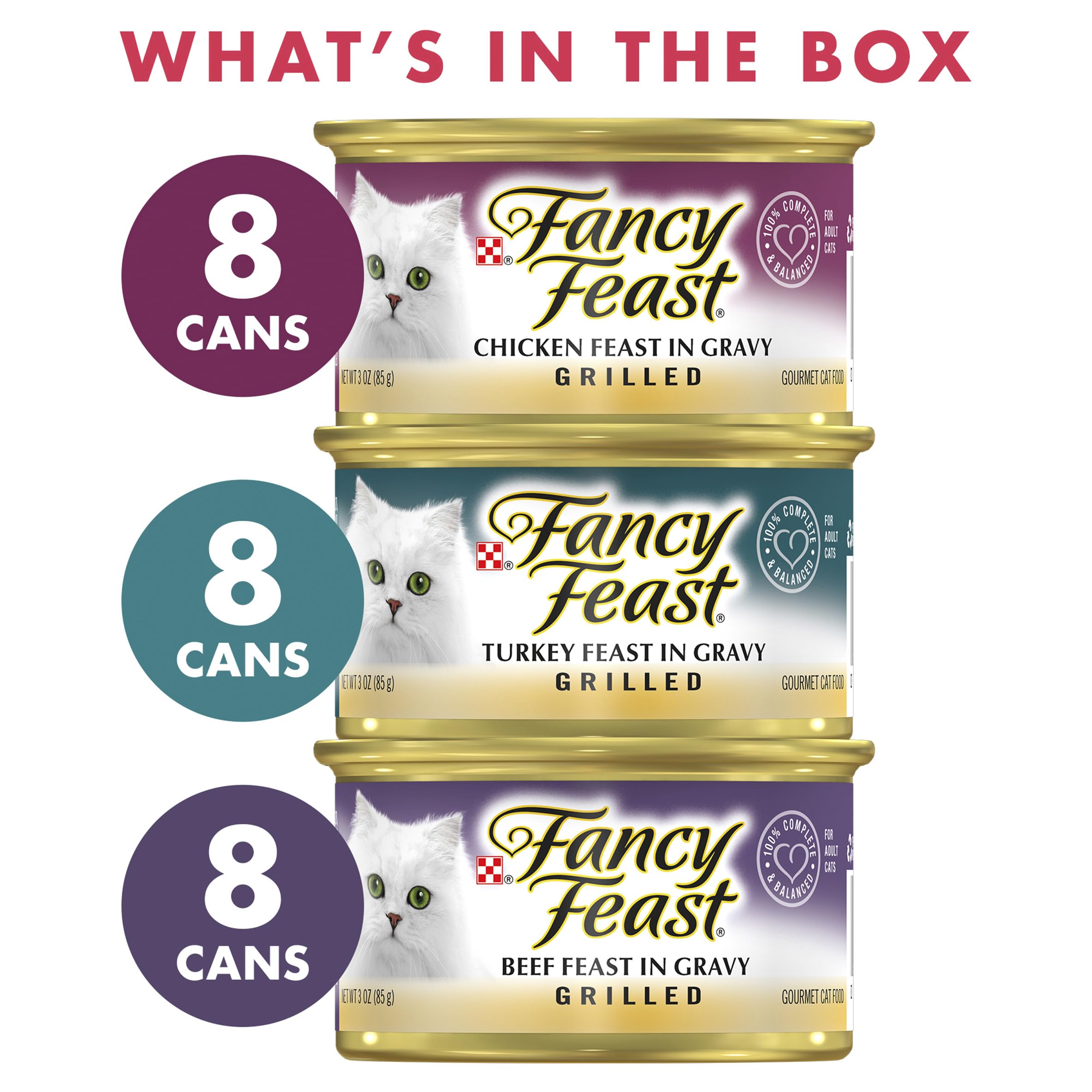 Fancy Feast Gourmet Cat Food Grilled 3-Flavor Variety, 24 ct, 3 oz