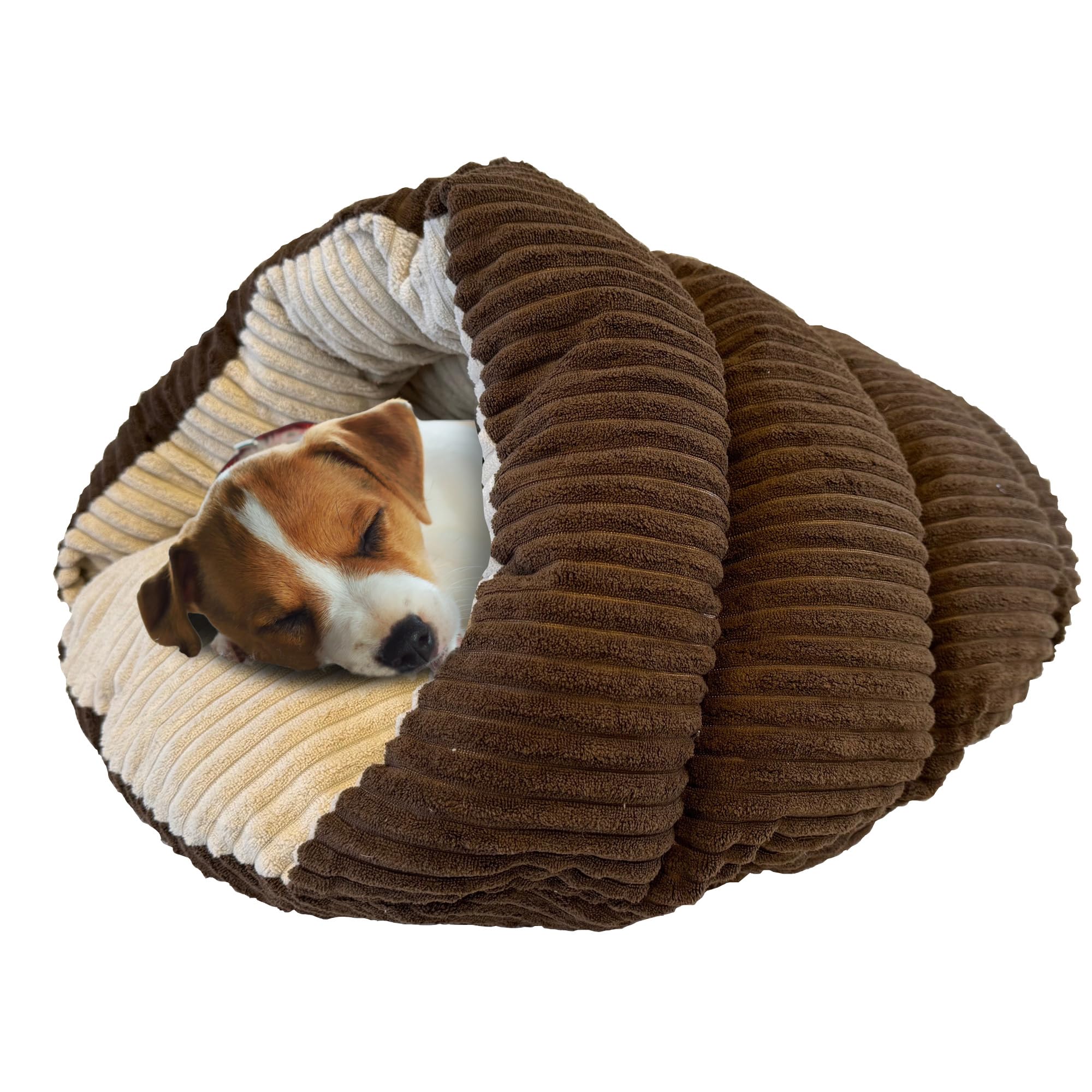 Spot Sleep Zone Cuddle Cave - Cat Cave Bed For Indoor Cats And Mini Dogs, Durable, Comfortable, Washable For Kittens And Puppies Under 10 Lbs And 12 Inches Long, Corduroy Brown