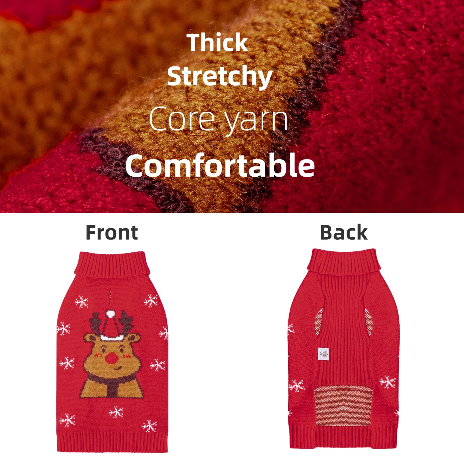 Cutebone Christmas Dog Sweater For Medium Large Dogs Reindeer Knit Red Puppy Sweater Turtleneck Pet Winter Clothes Cat Apparel W