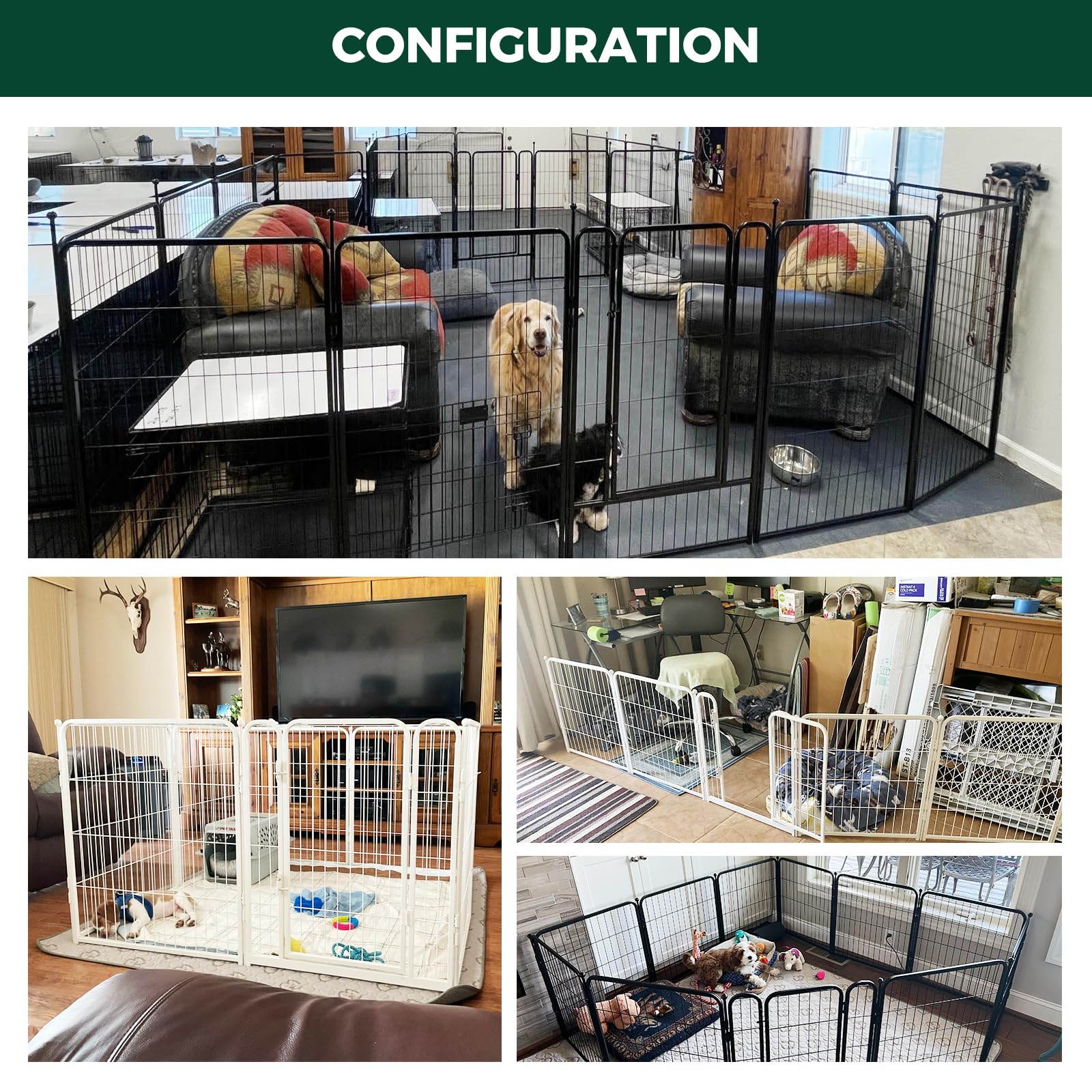 Fxw Homeplus Indoor Dog Playpen - Stress-Free And Safe Play, 45 Inch 16 Panels For Large Dogs, Black│Patented