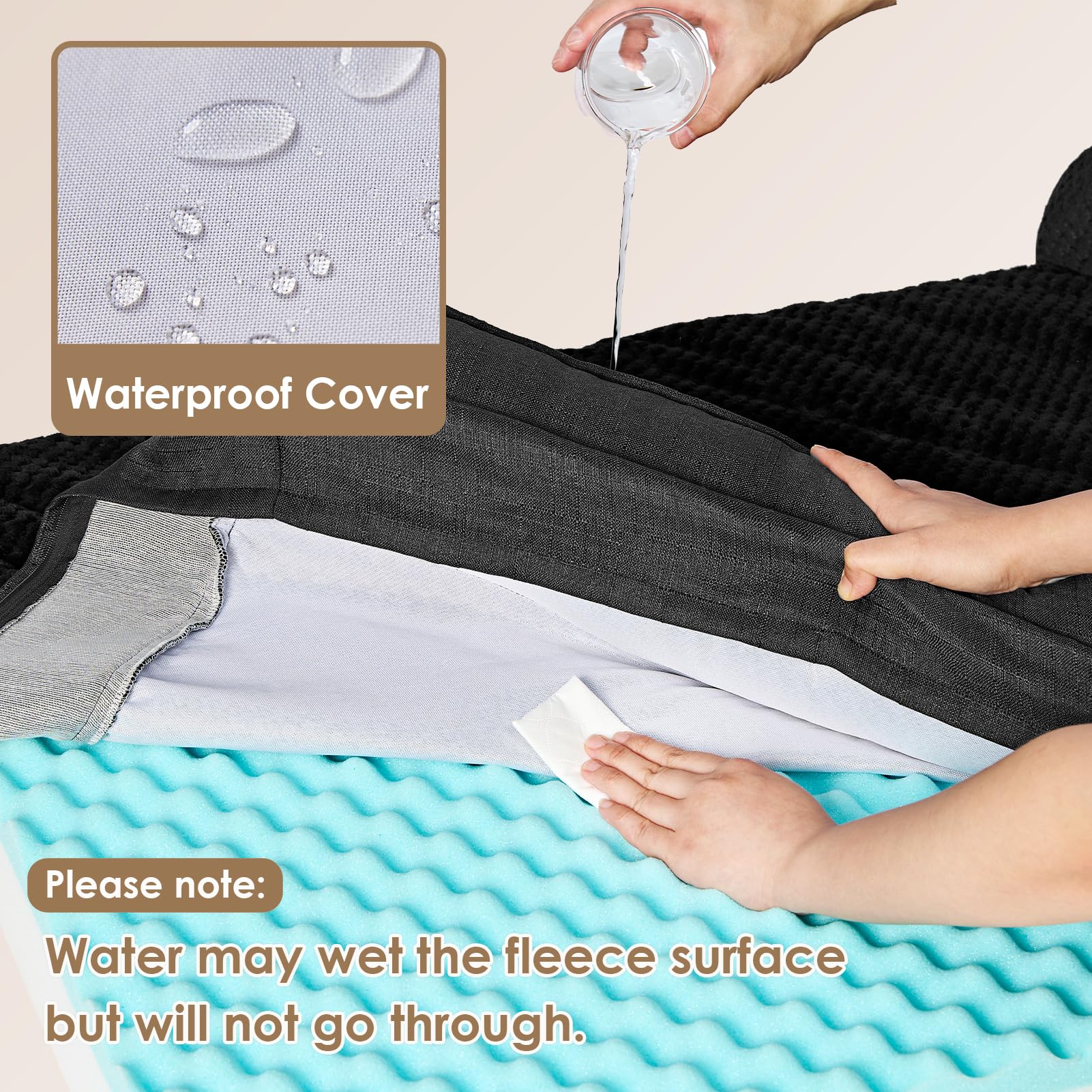 EHEYCIGA Large Orthopedic Memory Foam Dog Bed, Waterproof, L Shaped, 41"x27"x6", Black