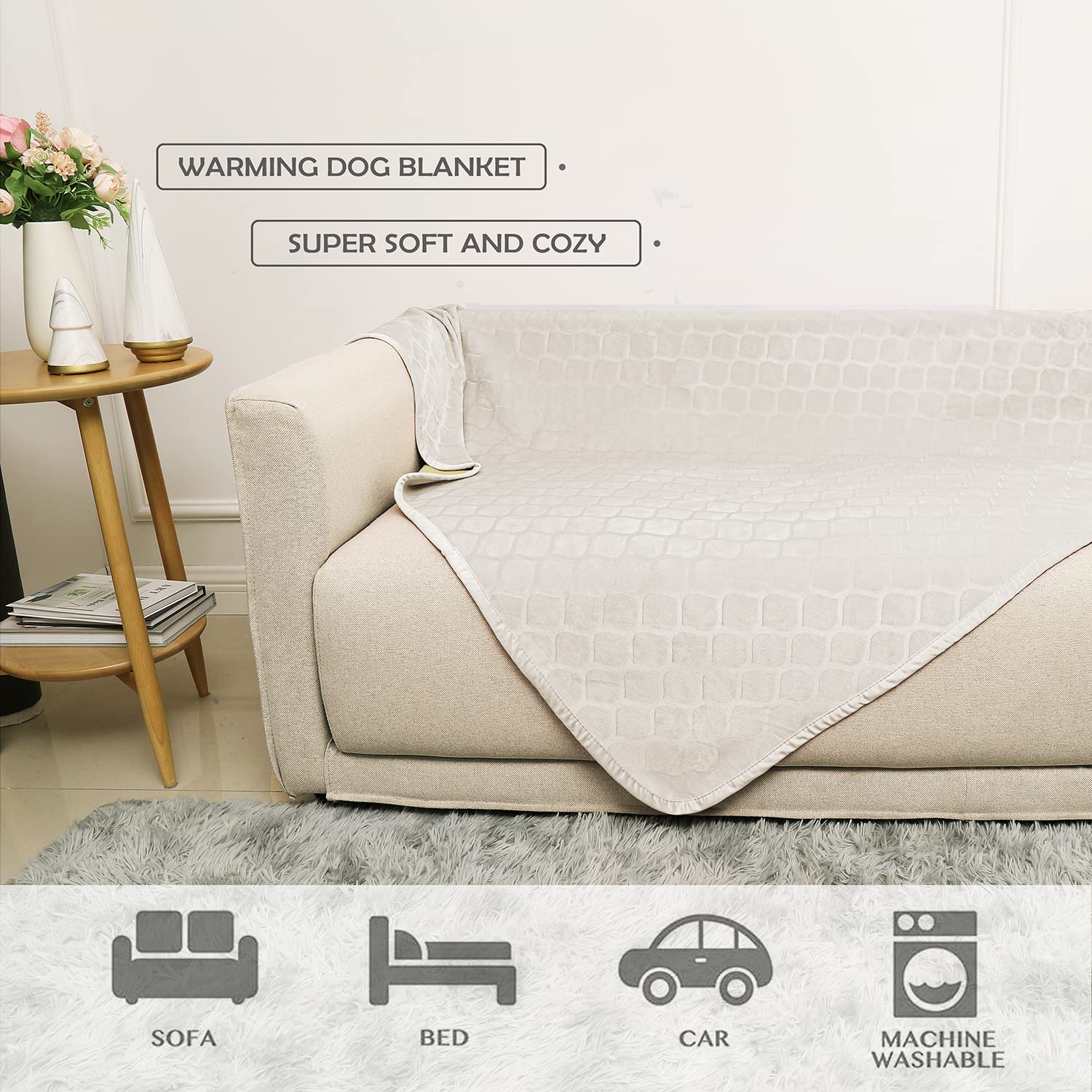 Fuguitex Waterproof Dog Blanket Bed Cover Dog Crystal Velvet Moroccan Fuzzy Cozy Plush Pet Blanket Throw Blanket For Couch Sofa