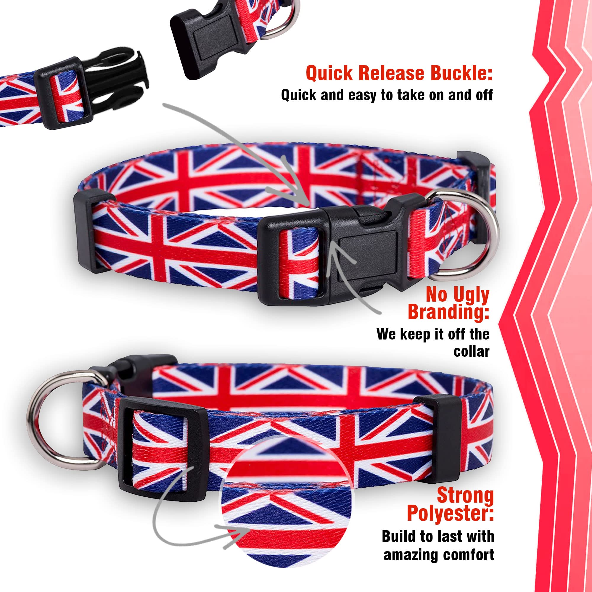Native Pup Union Jack Uk British Flag Dog Collar(Uk, Small)