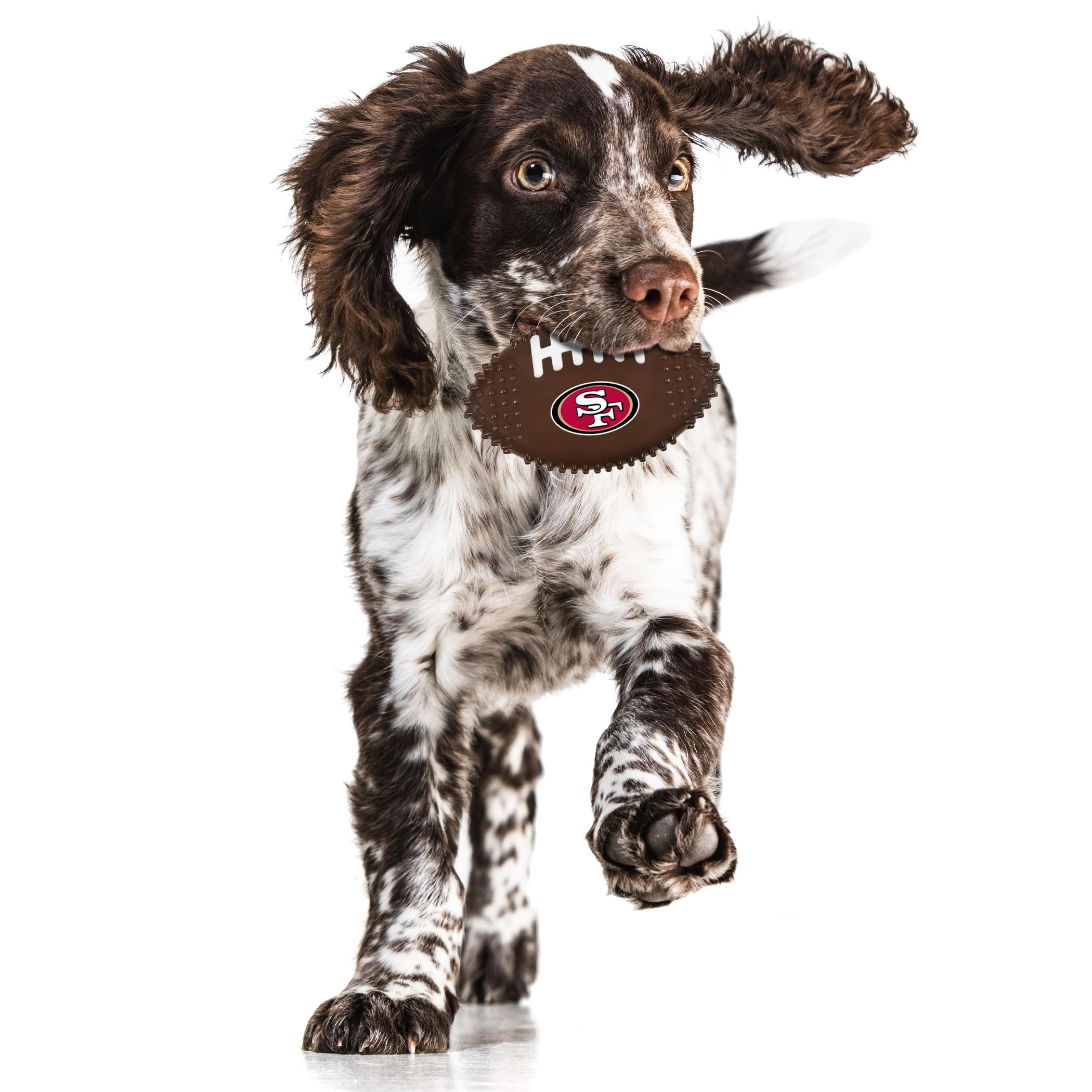 Nfl San Francisco 49Ers Mega-Chew Hard Nylon Bacon-Flavored Dog Bone Football Chew Toy. Indestructible Interactive Toy Tough Dog