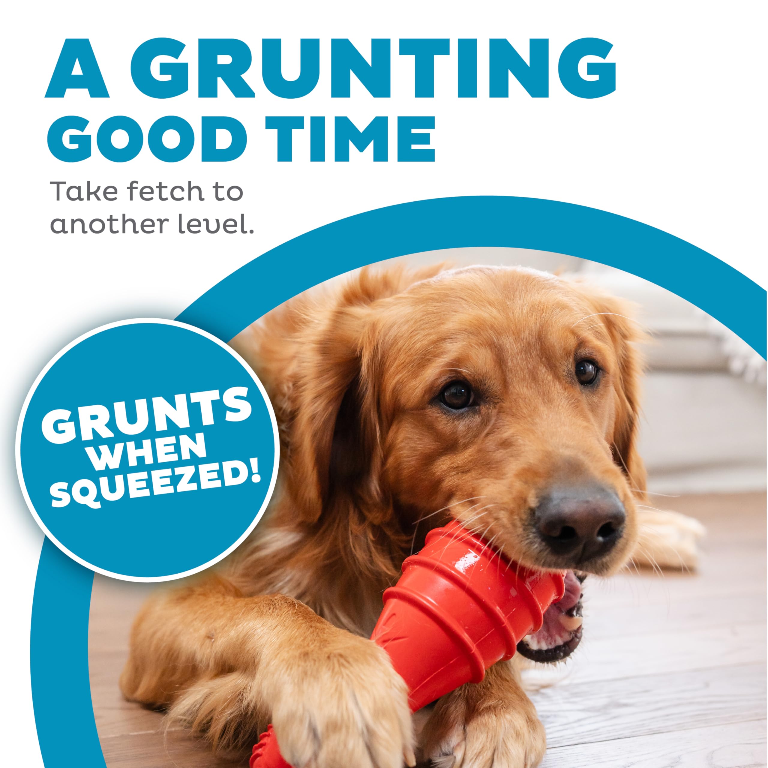 Outward Hound Grunt Fetch Stick Dog Toy, Bunny, Red