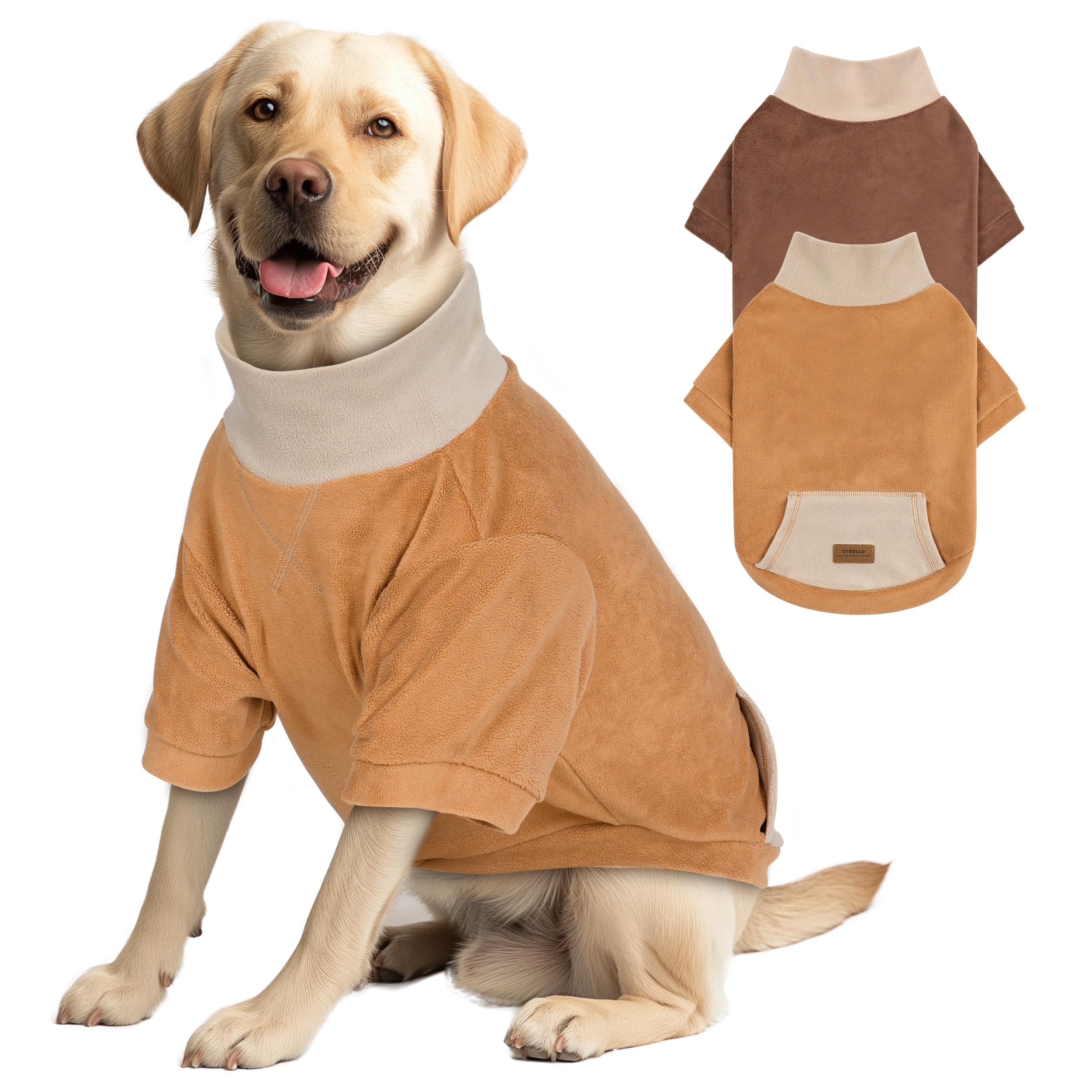 Cyeollo 2 Pack Dog Sweaters For Large Dogs, Soft Turtleneck Large Dog Sweaters Male Female, Warm Dog Sweatshirt, Stretchy Comfor