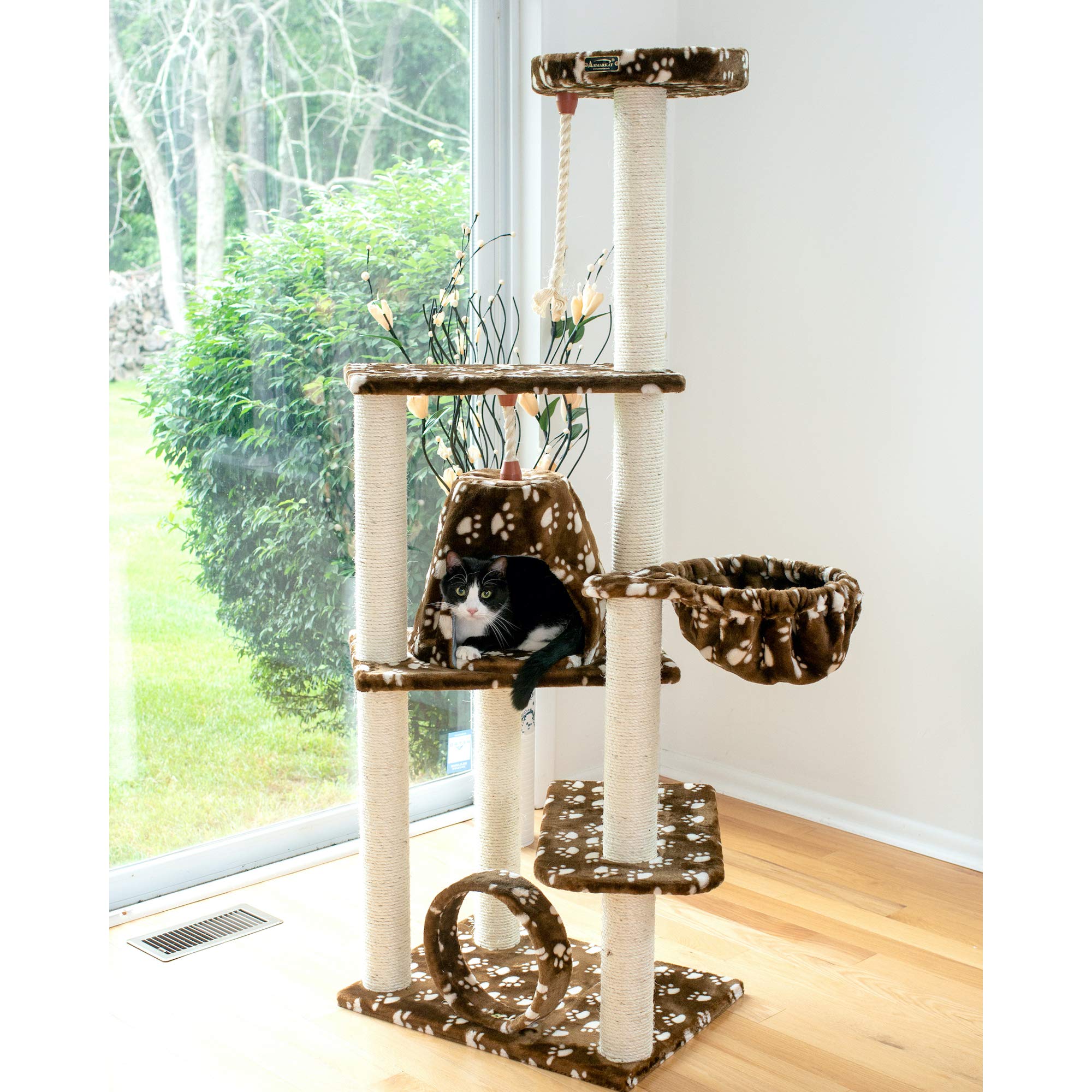 Armarkat Cat Tree Model A6601, Saddle Brwon W/White Paw Print