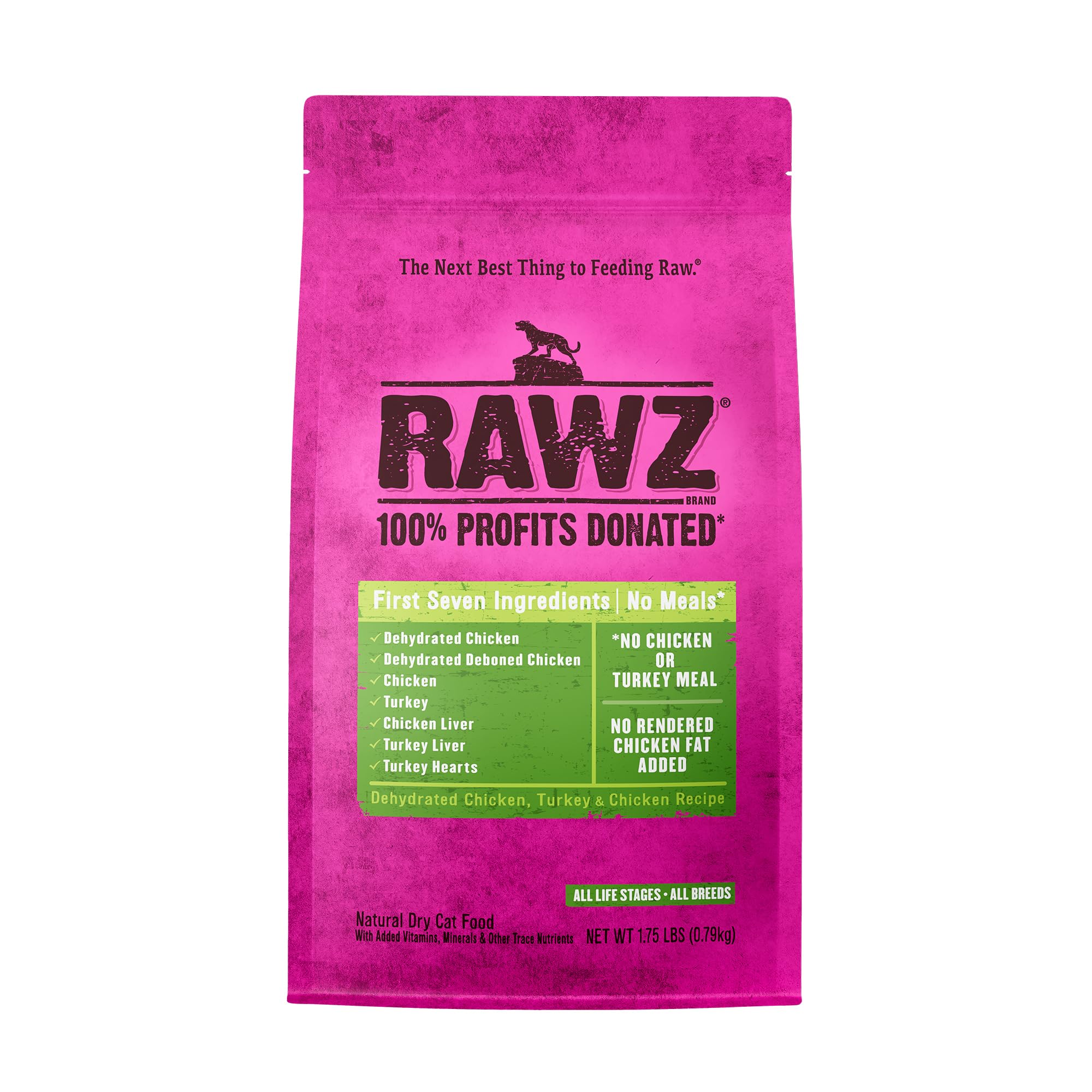 Rawz Dehydrated Chicken, Turkey & Chicken Recipe Natural Meal Free Dry Cat Food (1.75 Lb, Chicken & Turkey)
