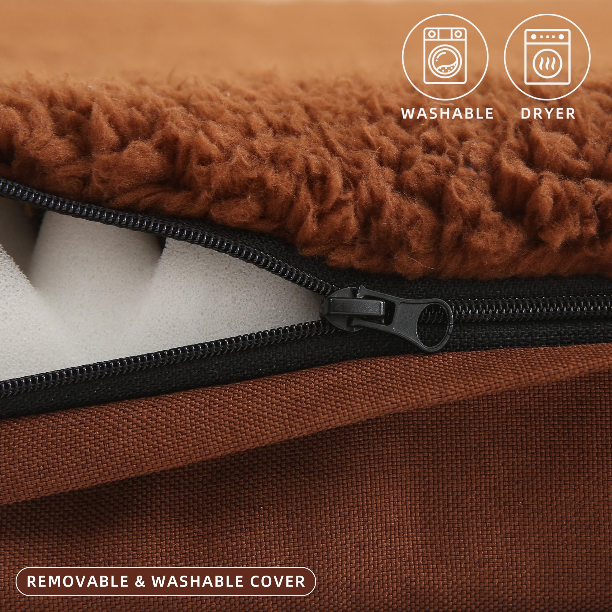 Daysu Large Dog Bed For Large Dogs, Orthopedic Dog Beds With Removable Washable Cover, Egg Crate Foam Pet Bed Mat, Flax Brown, S