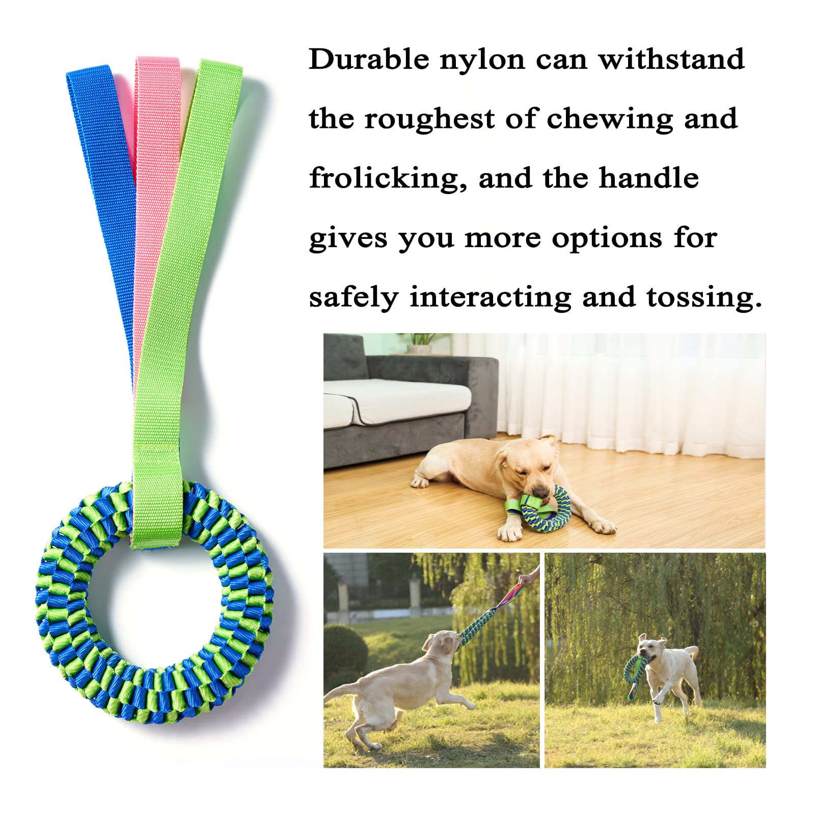 2 Pack Aggressive Chewer Dog Toys - Tug Of War & Teeth Cleaning - Medium & Large Dogs