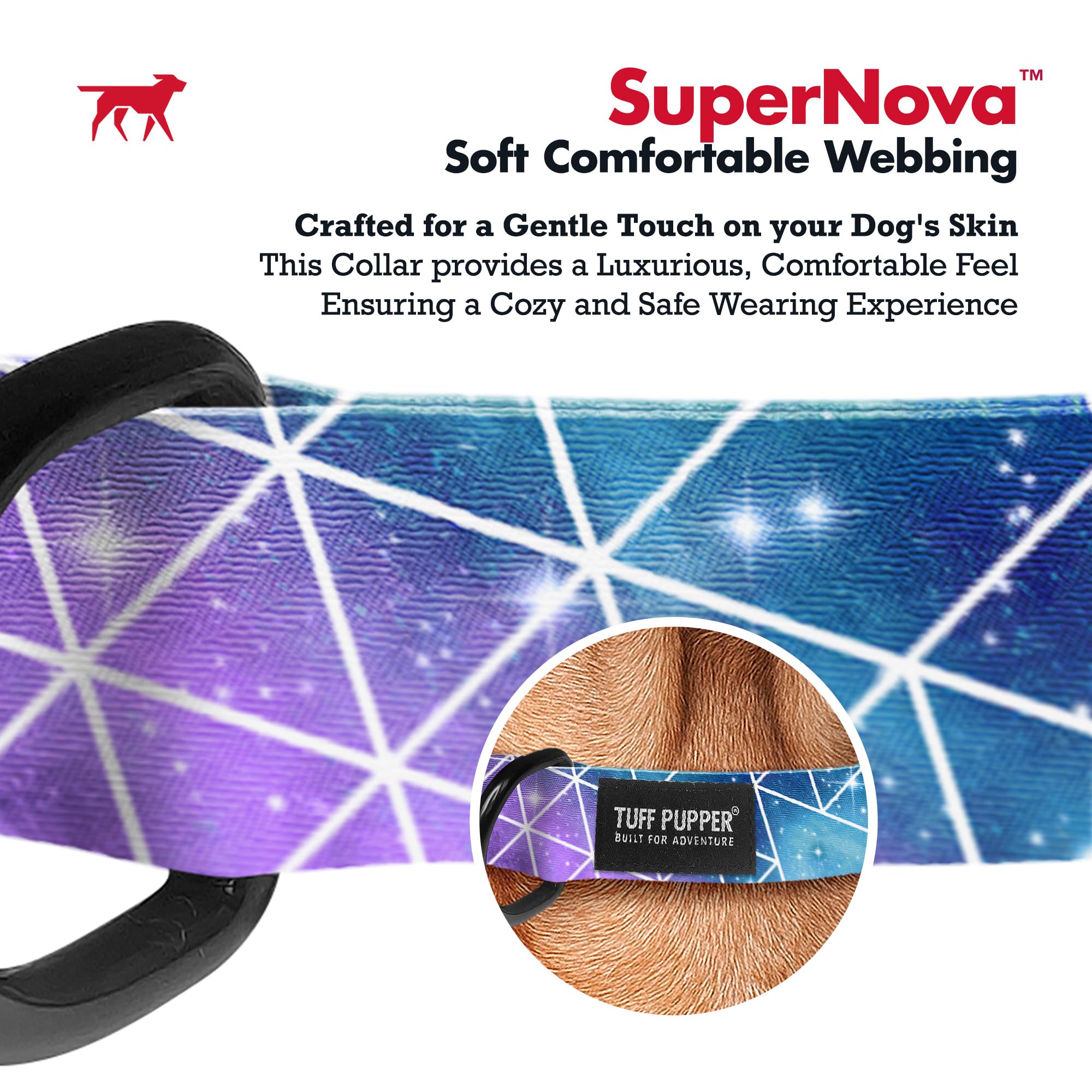 Tuff Pupper Premium Adjustable Dog Collar for Medium Dogs, Stylish Pattern Collars Designed in USA, Quick Release Buckle, Supern