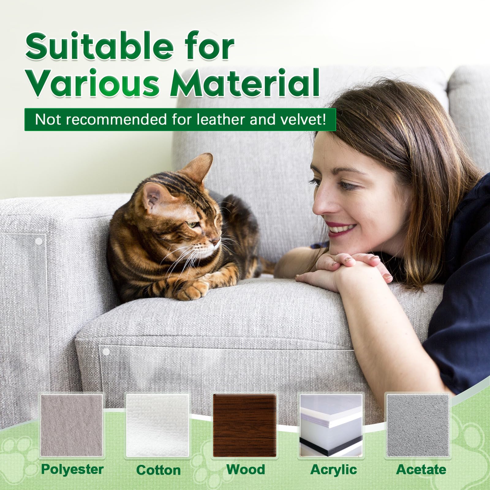 Lanbeide Cat Scratch Furniture Protector - 10 Pack Couch Protector From Cat Claws, Clear Anti-Scratch Deterrent For Sofa, 10 She