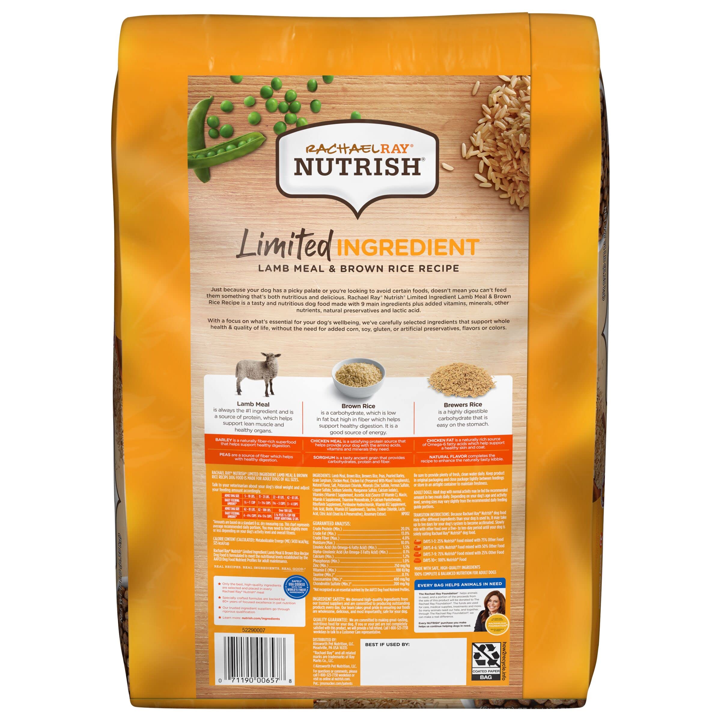 Nutrish Limited Ingredient Lamb Meal & Brown Rice Recipe Dry Dog Food, 14 lb. Bag, Packaging May Vary (Rachael Ray)