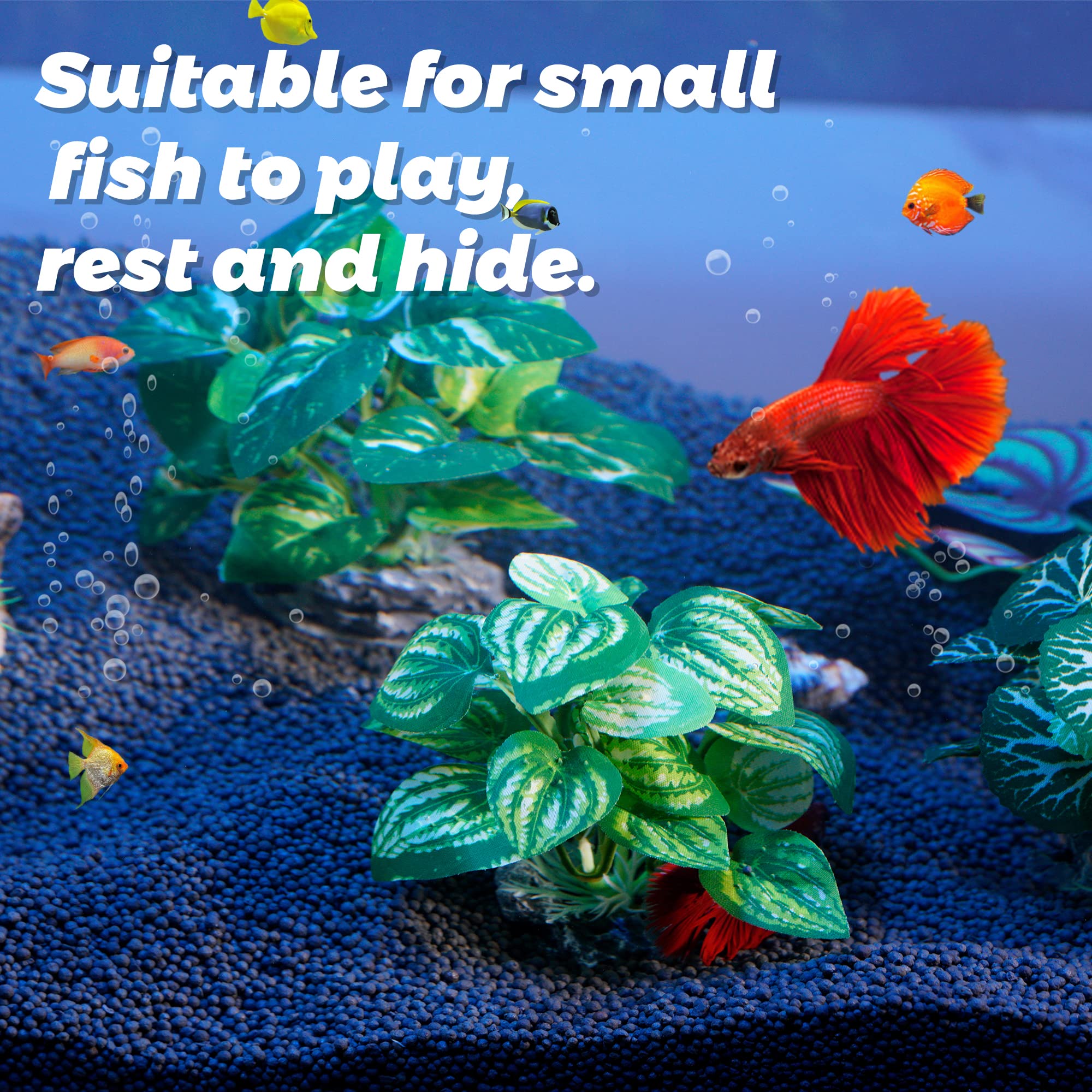 Ameliade Aquarium Plants Fish Tank Decorations Betta Silk Leaf Pad Hammock Cichlid Beta Hides Decor Small Fish Bowl Accessories