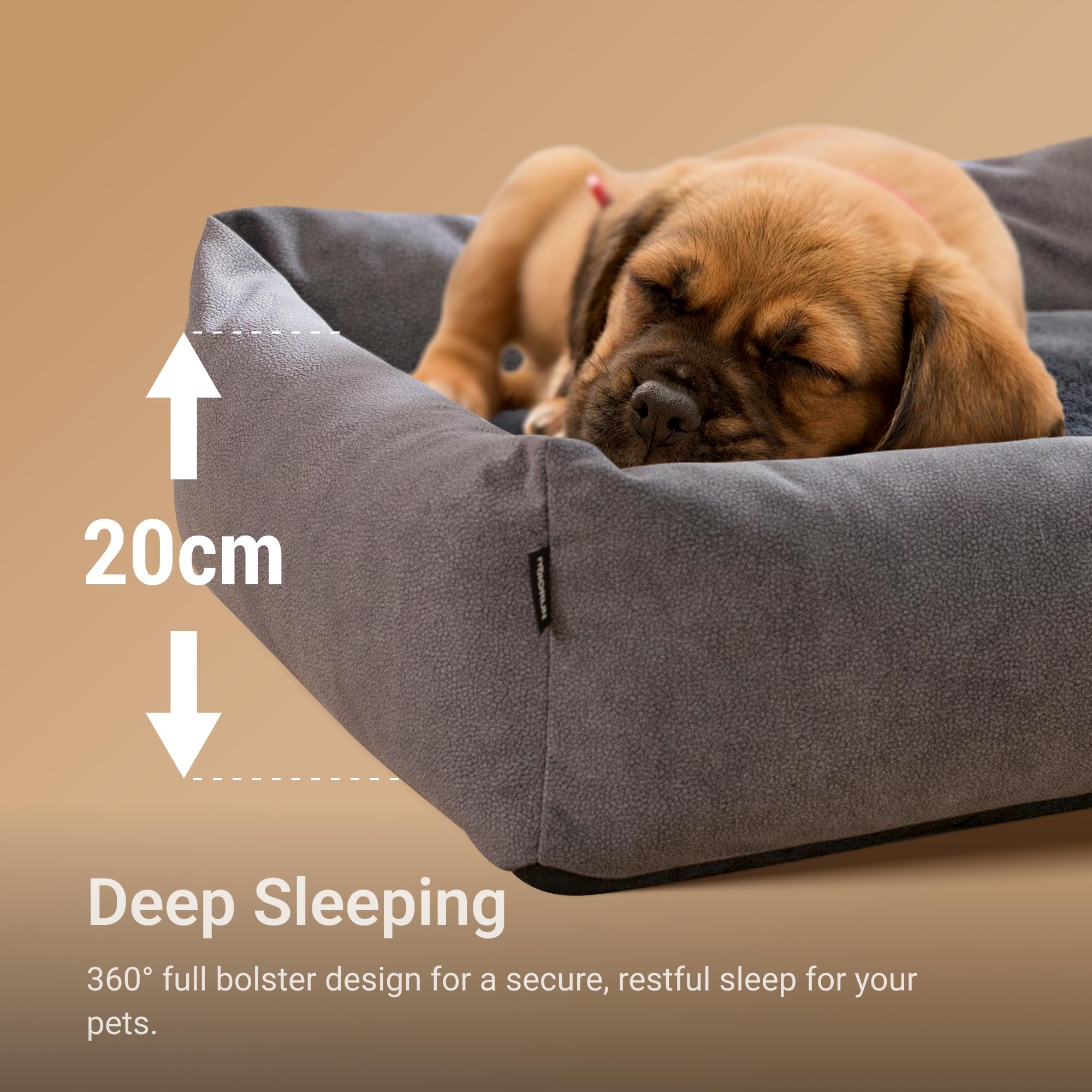Orthopedic Dog Bed For Large Sized Dog, 36'' Waterproof Pet Sofa With Bolster Sides, Washable Couch With Reversible Plush Cushio