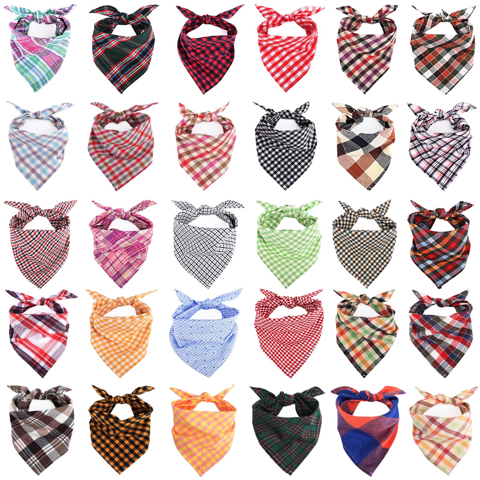 Segarty 30 Pack Pet Scarf, 22.8X15.7 Dog Bandanas Triangle Plaid Bibs Accessories Bulk For Small Medium Dogs Cats Large Pupp