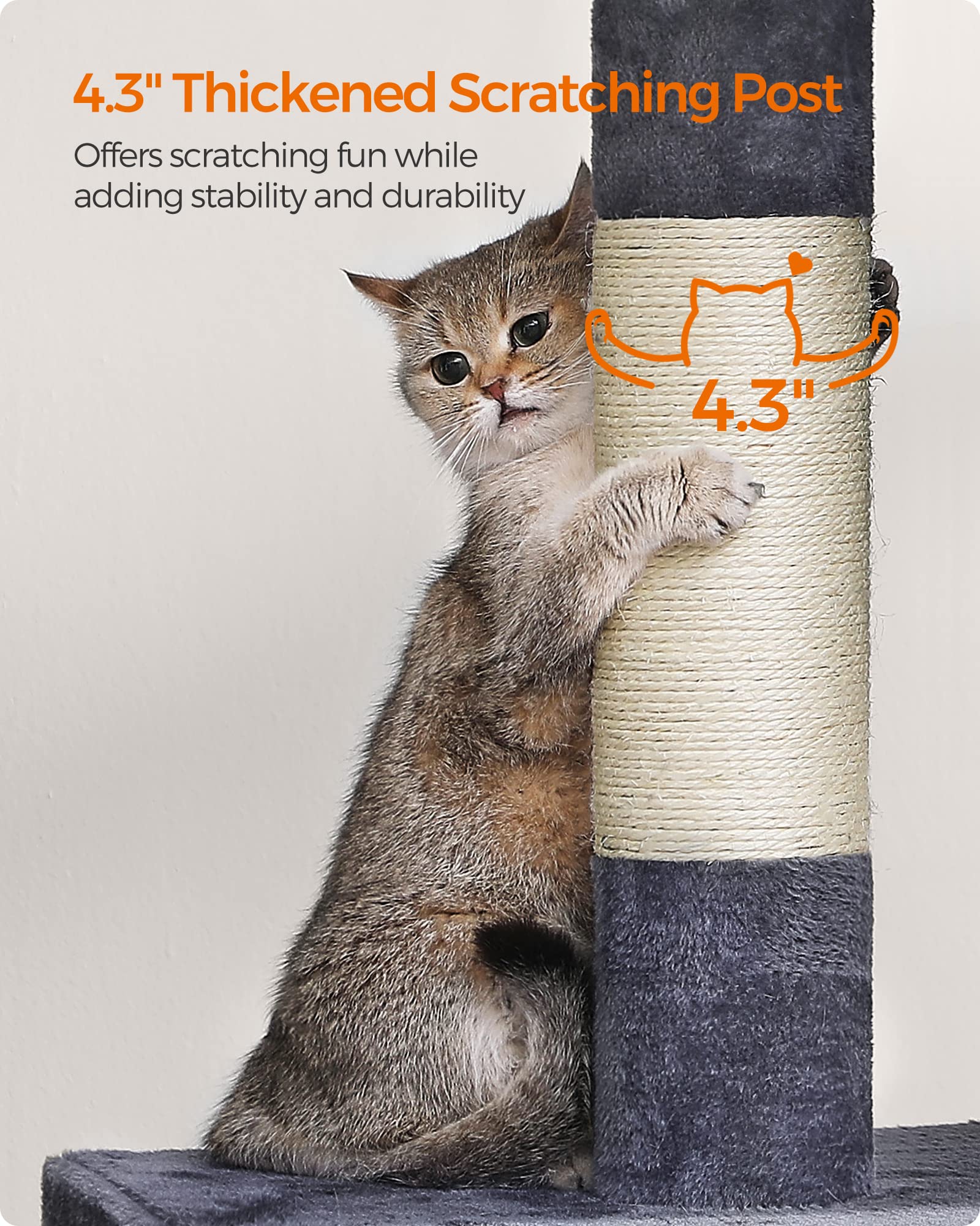 Feandrea Cat Tree, 39.8-Inch Cat Tower, Xl, Cat Condo For Extra Large Cats Up To 44 Lb, Large Cat Perch, 2 Cat Caves, Scratching