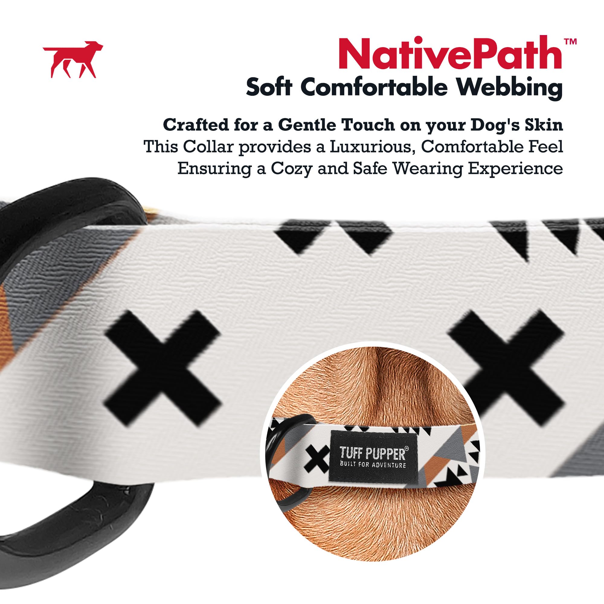 Tuff Pupper Premium Adjustable Dog Collar for Large Dogs, Stylish Pattern Collars Designed in USA, Quick Release Buckle, NativeP