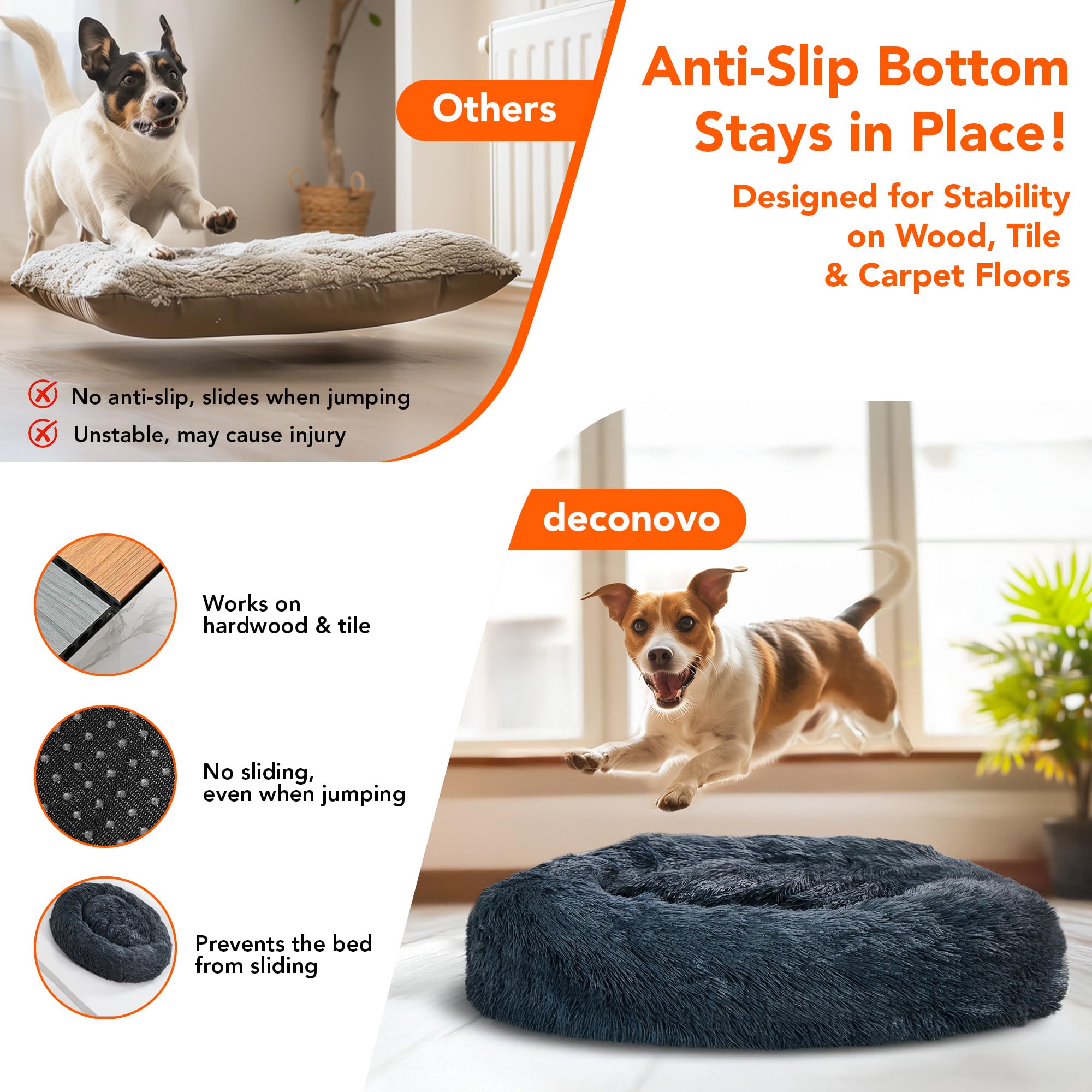 Deconovo Calming Dog Bed For Small Dogs/Cats - Plush Donut Pet Bed With Anti-Slip Bottom, Washable Anti-Anxiety Warming Cozy Sof