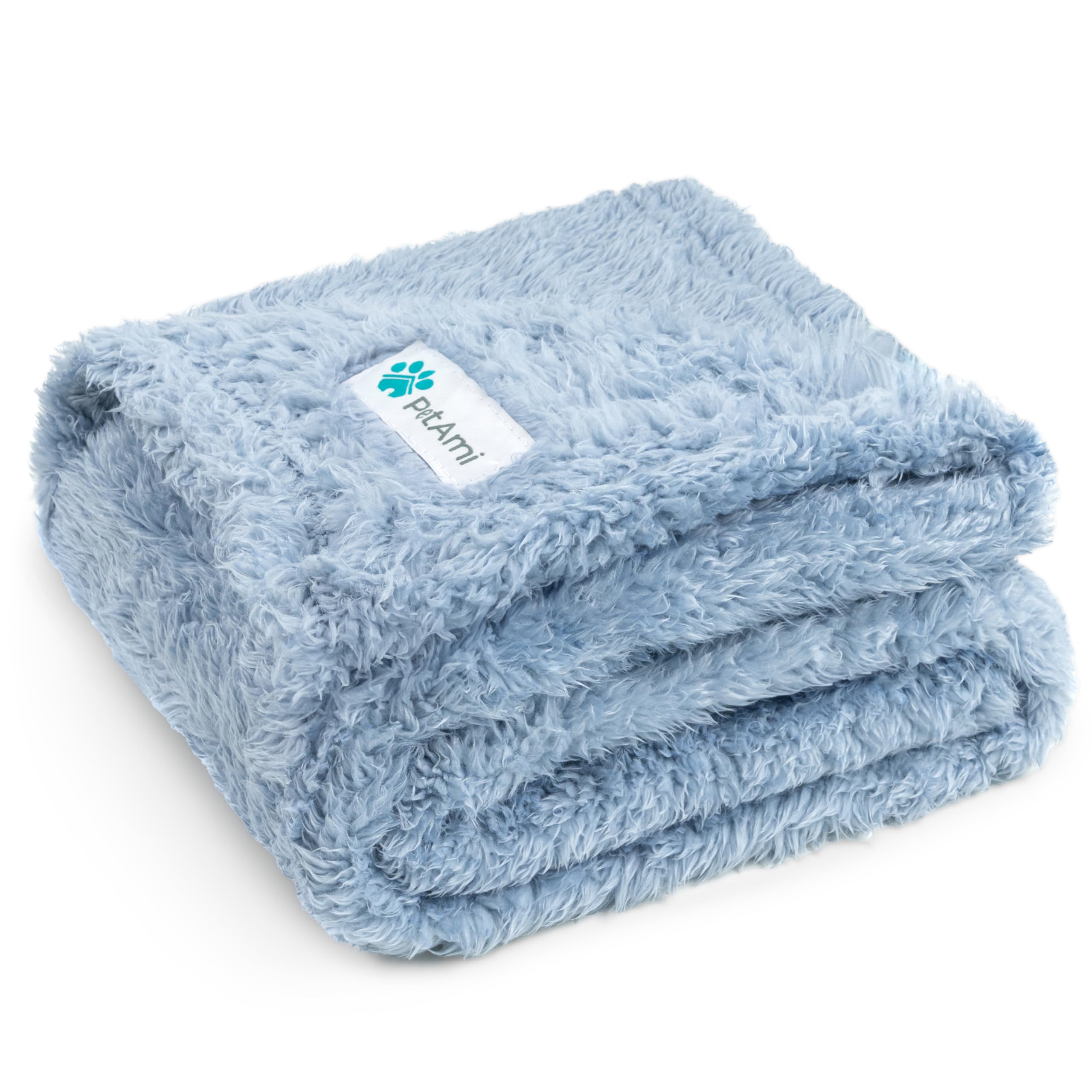 PetAmi Dog Blanket for Small Medium Dogs Blue, Fluffy Soft Puppy Blanket, Sherpa Fleece Cat Blanket for Kitten Doggie, Calming P