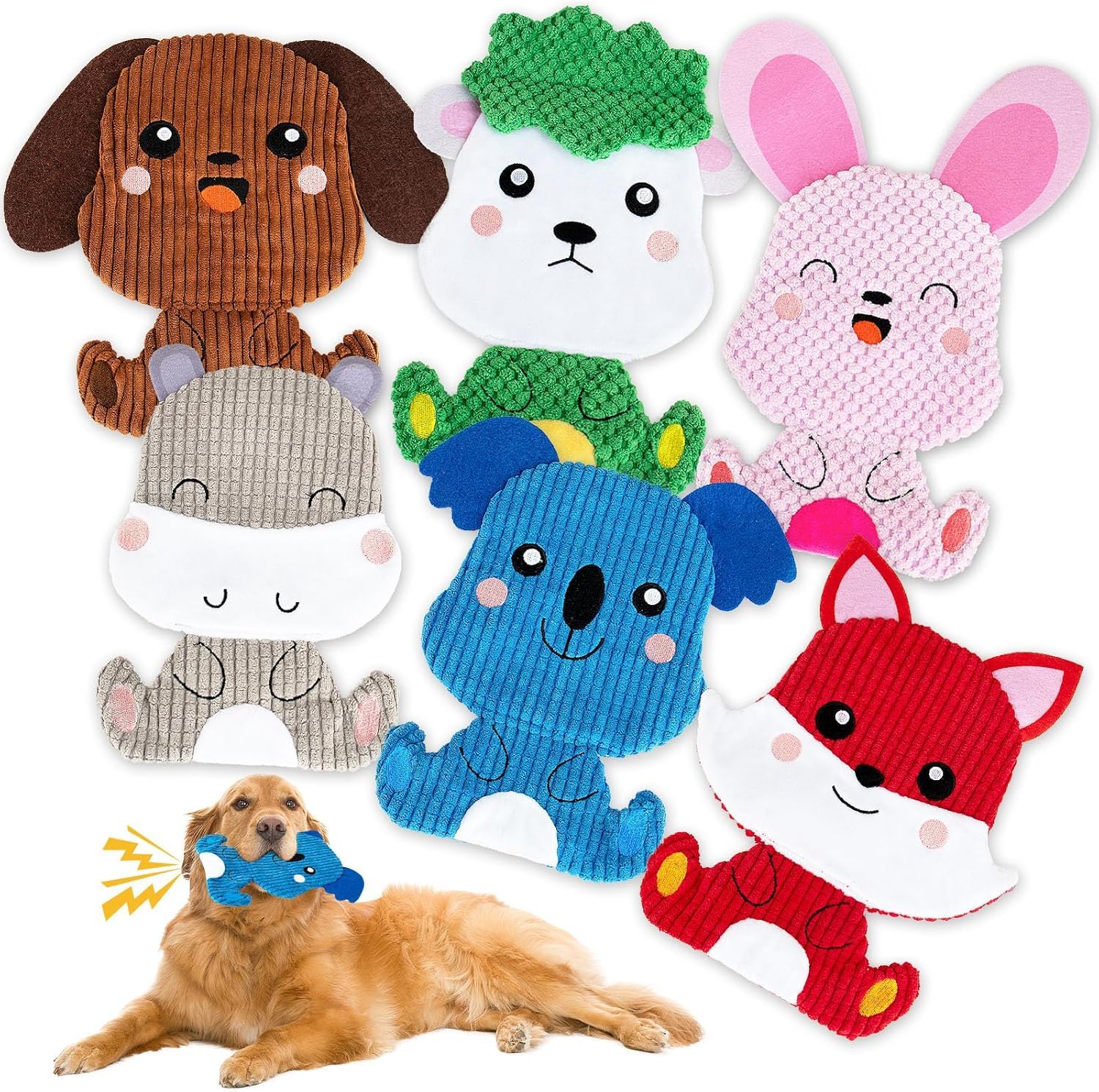 Awoof No Stuffing 5 Pack Squeaky Dog Toys - Durable Dog Chew Toy Set For Puppy, Small To Large (6Pcs)