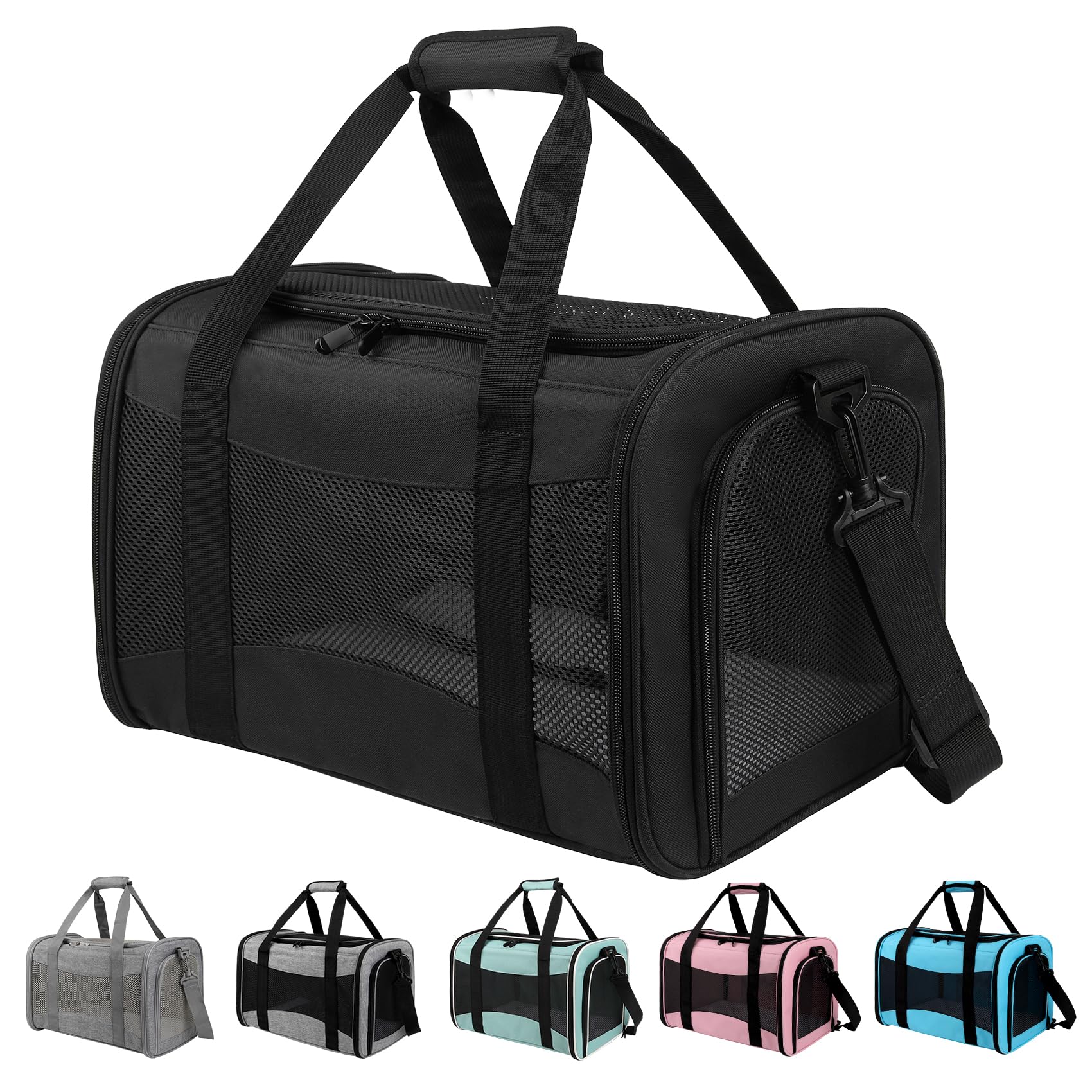 Yipincover Carriers Soft-Sided Pet Carrier For Cats Dogs Under 15 Lbs,Tsa Airline Approved With 4 Ventilated Windows(Medium,Blac