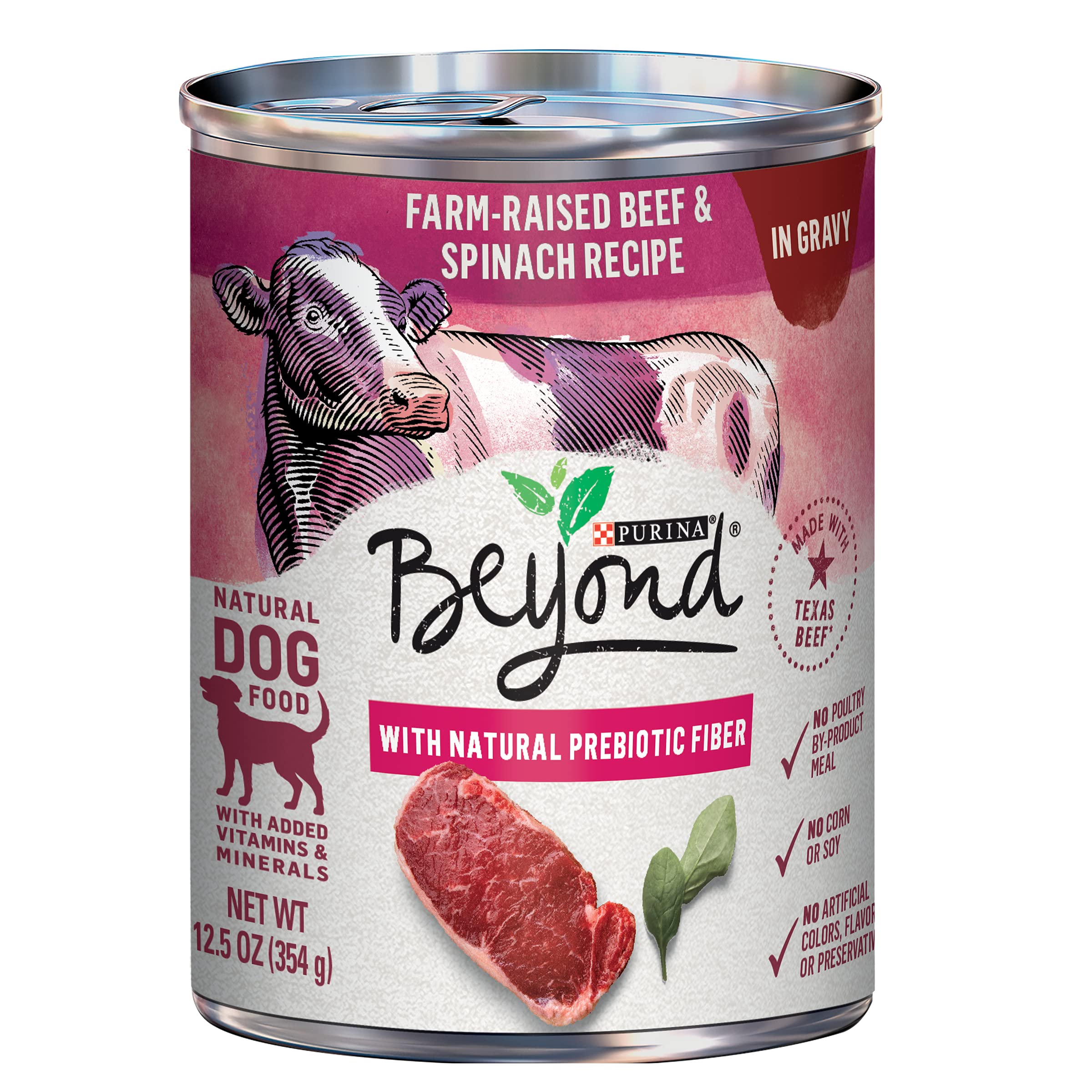 Purina Beyond Grain Free, Natural Gravy Wet Dog Food, Grain Free Beef & Spinach Recipe - (12) 12.5 oz. Cans