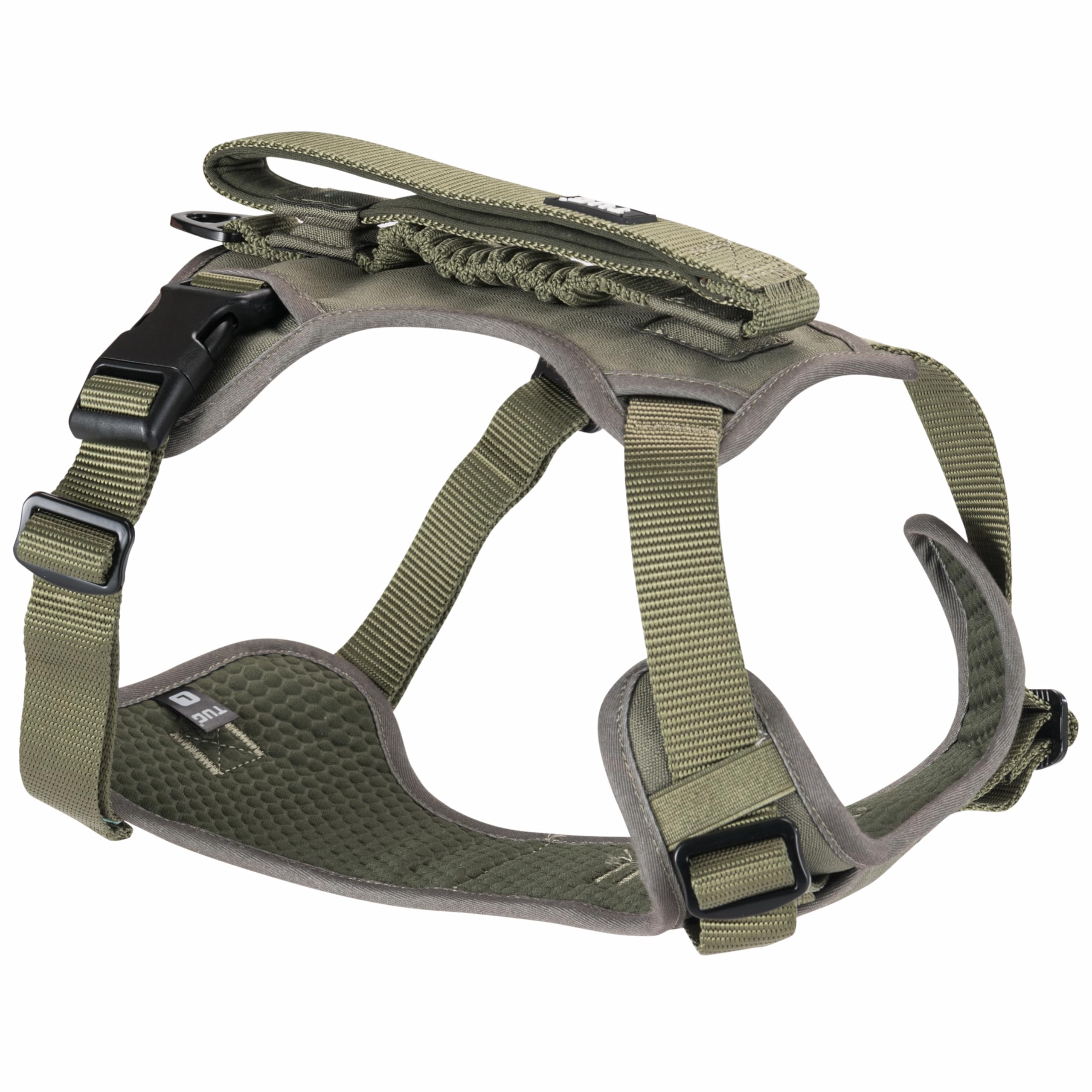 Tug Grab Dog Harness | Integrated Traffic Leash Magnetically Attached For Quick Control (Large/Green)