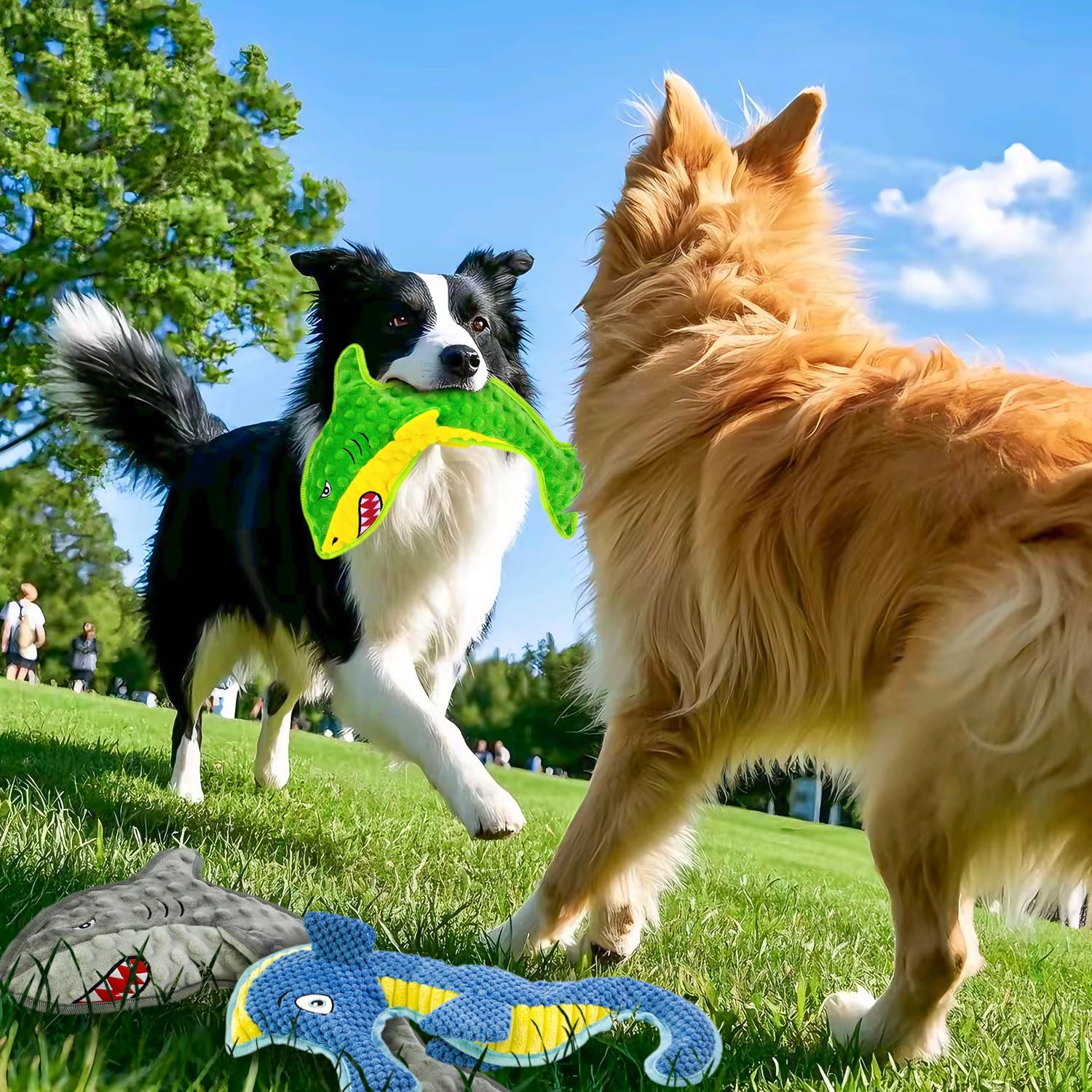 Vwptchi Squeaky Durable Chew Toys 4-Piece Interactive Dog Toy Set No Filled, Soft For Dental Health,Fun For Indoor Puppies,Safe