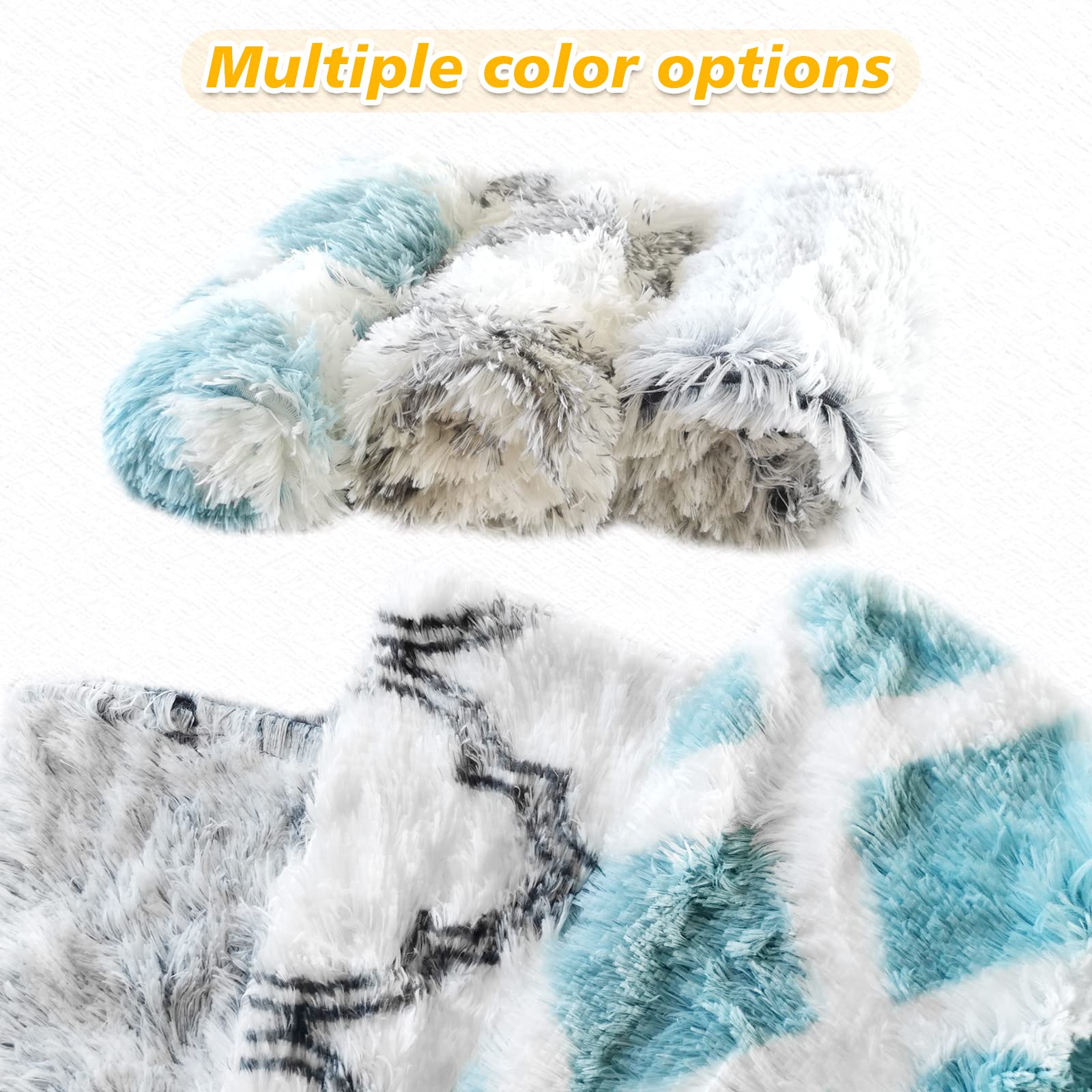 Pjyucien Fluffy Fleece Calming Pet Throw Blanket, Super Soft And Warm For Indoor Cats And Dogs, Large 30 * 40', Machine Washable, Blue Diamond Pattern, White Puppy Blanket