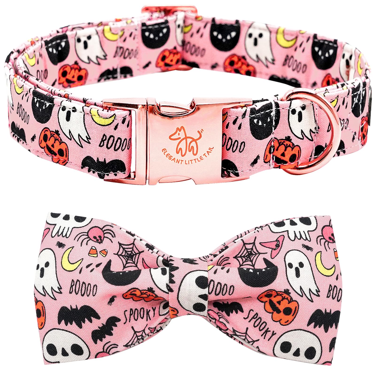 Elegant Little Tail Dog Collar With Bow - Fall Dog Collar Halloween Pumpkin Bow Girl Boy Pet Collar Soft Dog Bowtie Collars For Medium Dogs