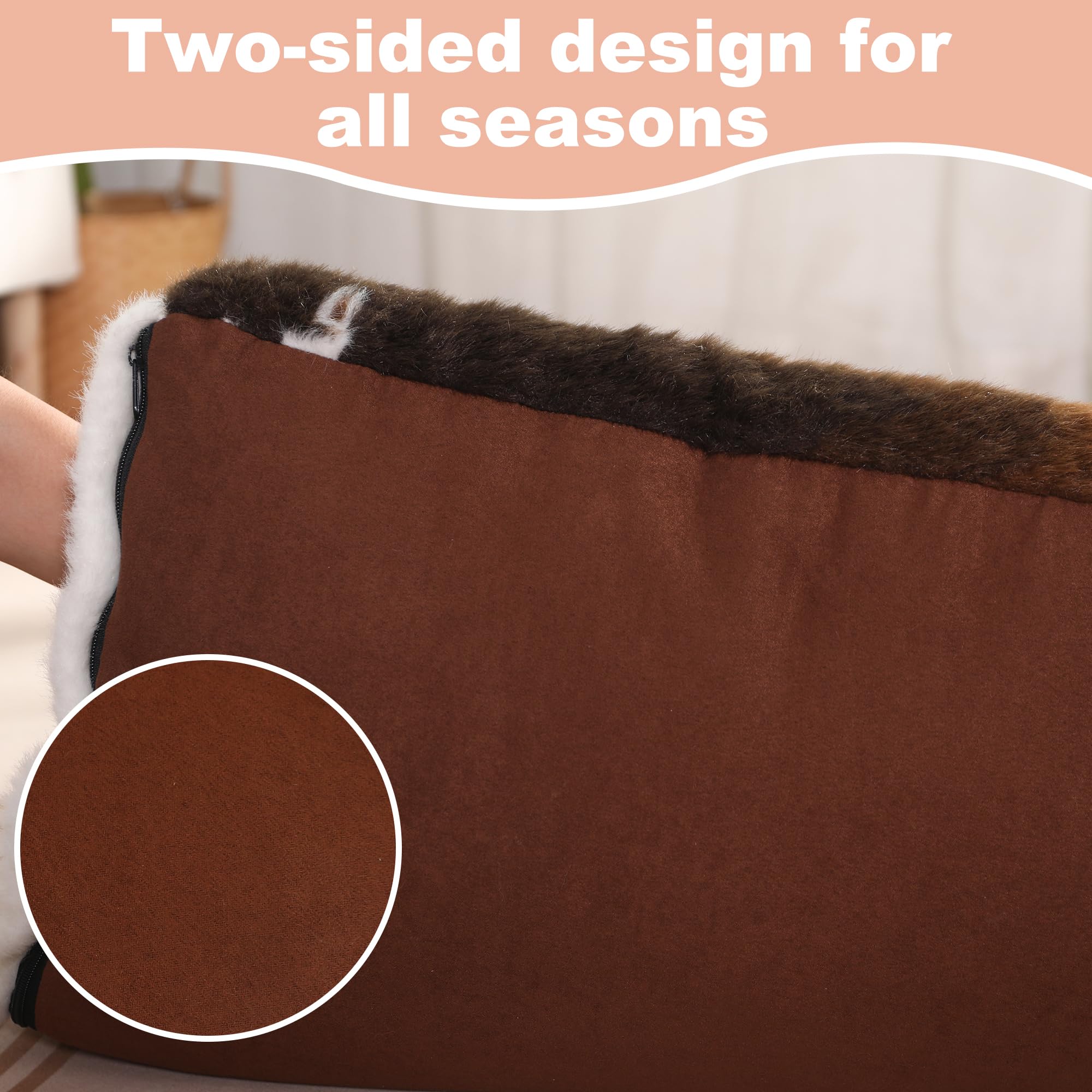 Bedfolks Plush Waterproof Dog Crate Bed, Faux Fur Kennel Pad For Extra Large Dogs, Removable Washable Cover, 41''X27'', Cow Prin
