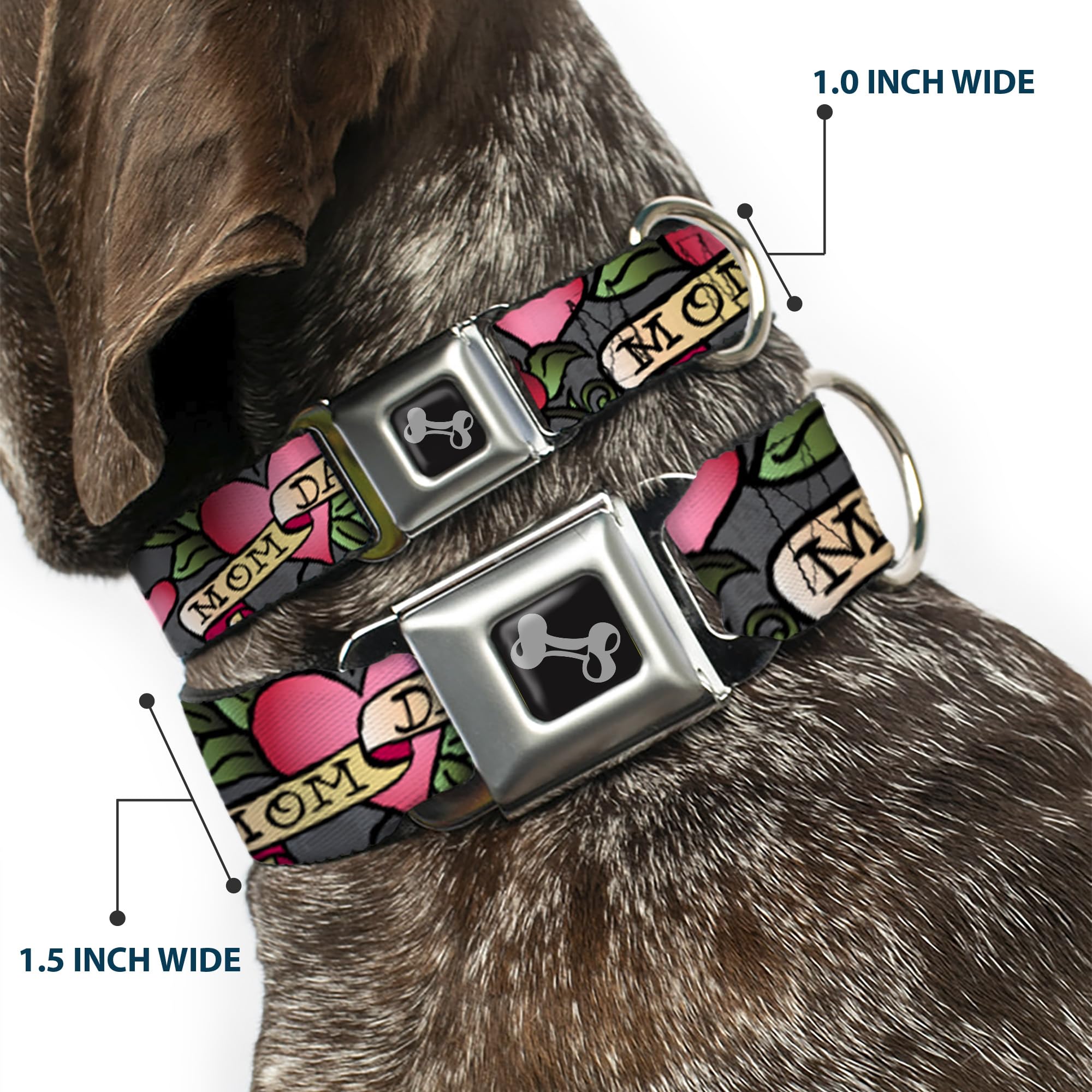Dog Collar Seatbelt Buckle, 1.5' Wide - Fits 13-18' Neck - Small