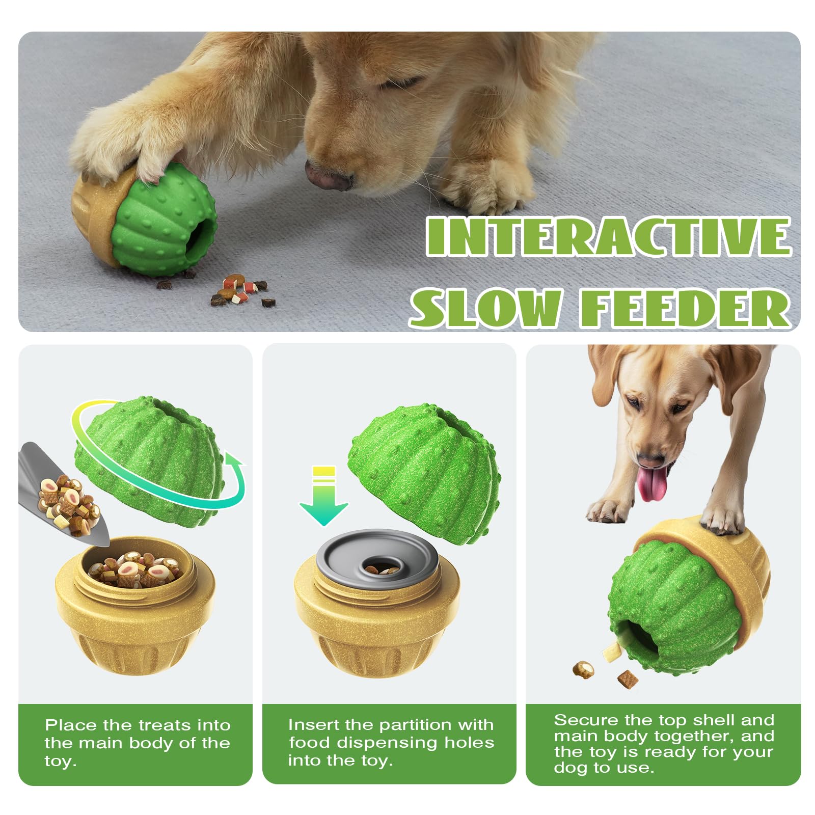 DSUMD Interactive Dog Toys, Frozen Treat Dispensing for Aggressive Chewers, Indestructible Nylon Chew Toy, Slow Puzzle Feeder fo