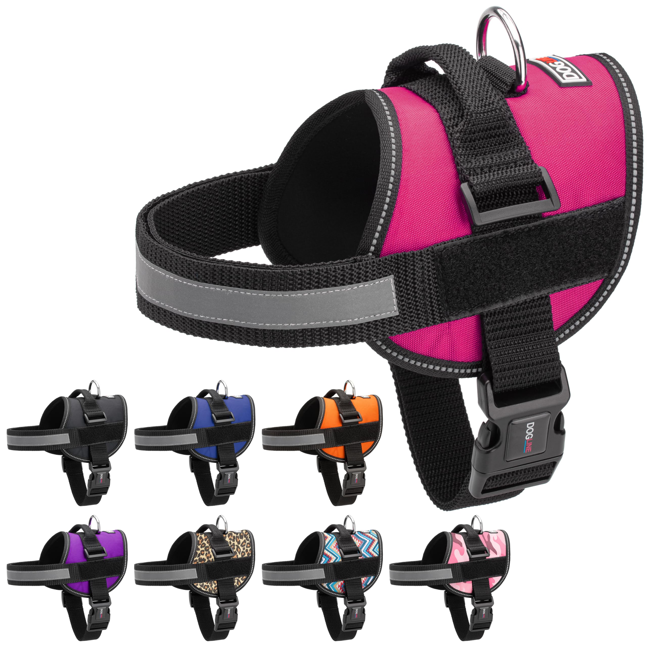 Dogline Reflective No-Pull Adjustable Vest with Handle for Walking, Training, Service Breathable No - Choke Harness for Small, M