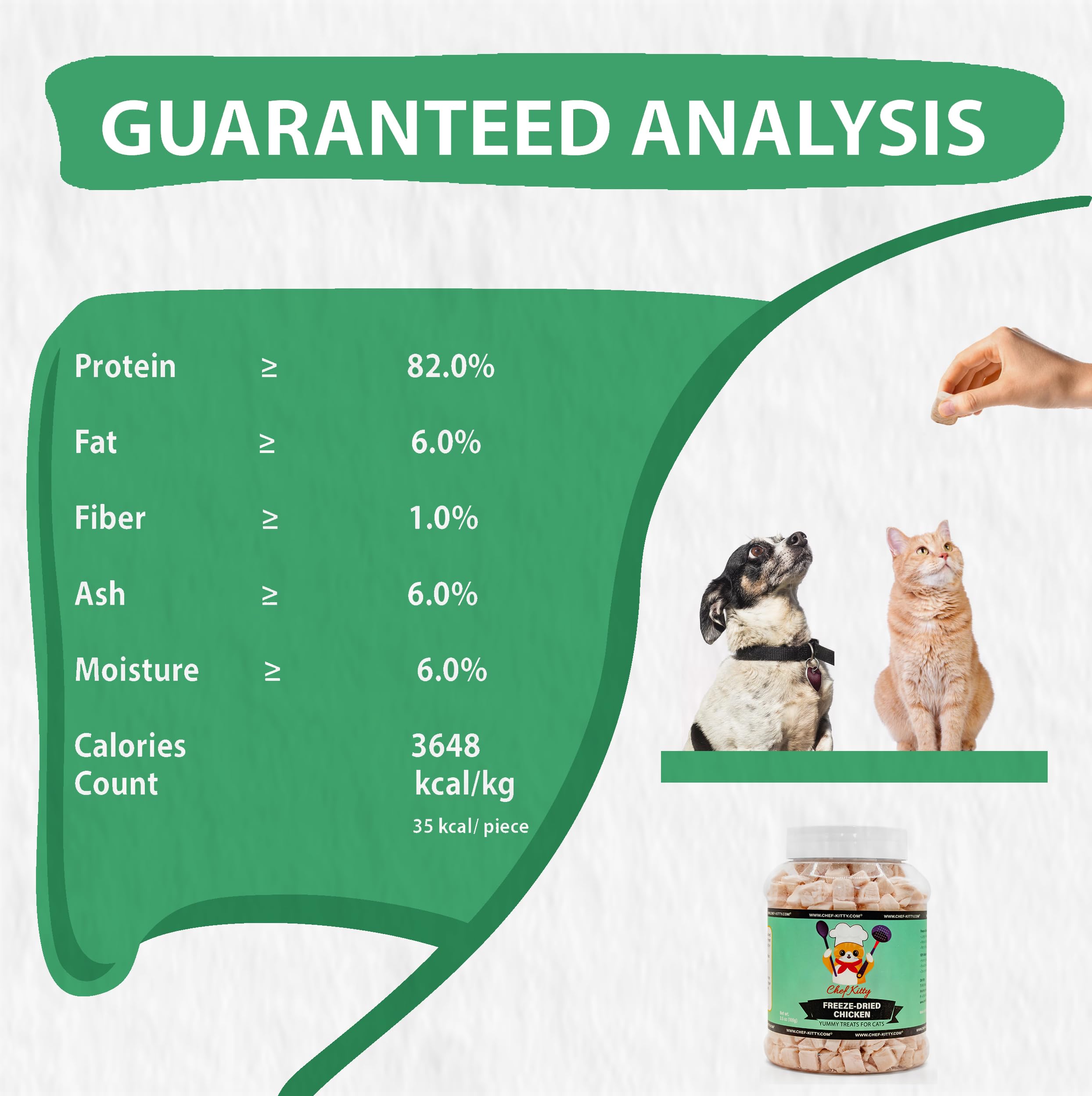 Chef Kitty Freeze-Dried Chicken Treats for Cats & Dogs - 100% Human Grade, Single Ingredient, High-Protein, Healthy Snack - No A