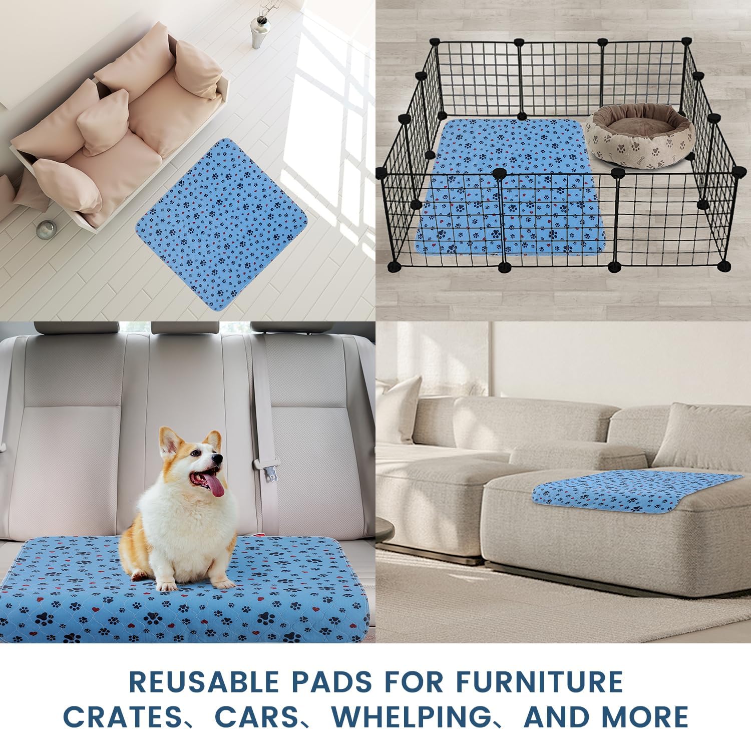 Washable Pee Pads For Dogs,2 Pack Extra Large 36''X54'' Super Absorbent Reusable Puppy Pads,Non-Slip 100% Waterproof Dog Pee Pad