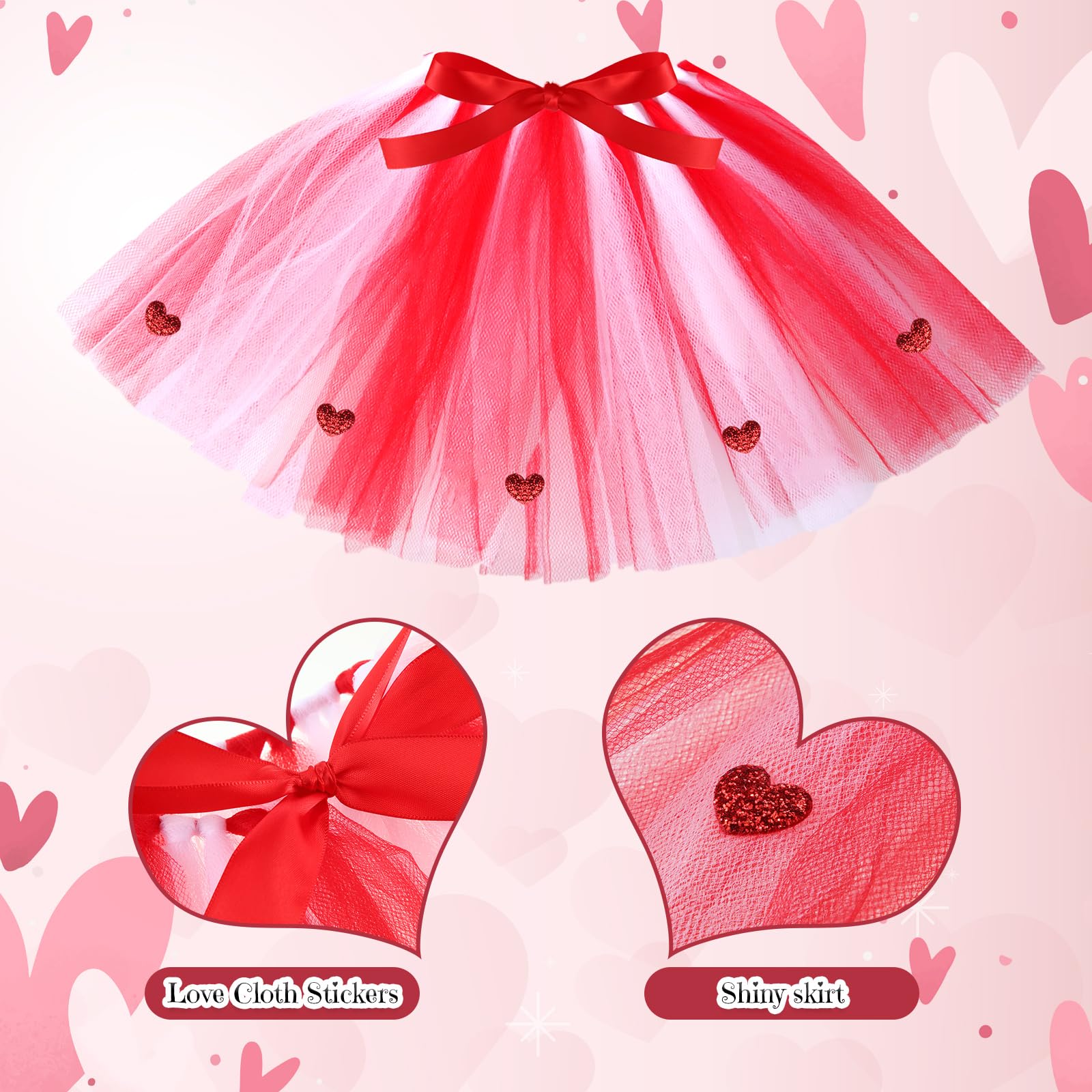Siltriangle 3 Pieces Valentines Day Dog Costume Set Including Red Love Headband Valentines Dog Tutu Dress Cute Pet Tutu Red Pet