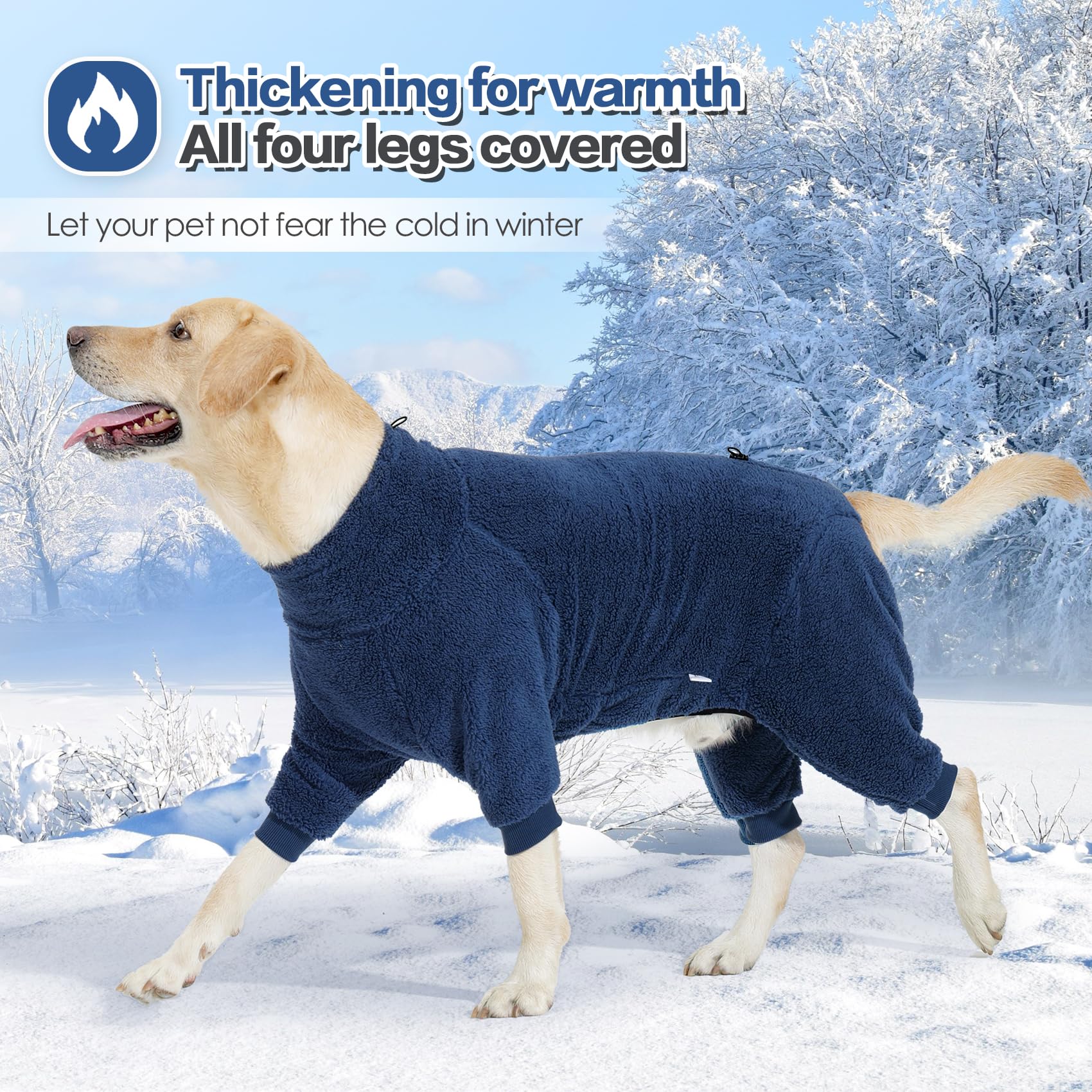 Pinellia Winter Coat - Warm Fleece Dog Jacket, Windproof Pullover Jumpsuit, Full Body Pajamas Onesie, Cold Weather Clothes For M