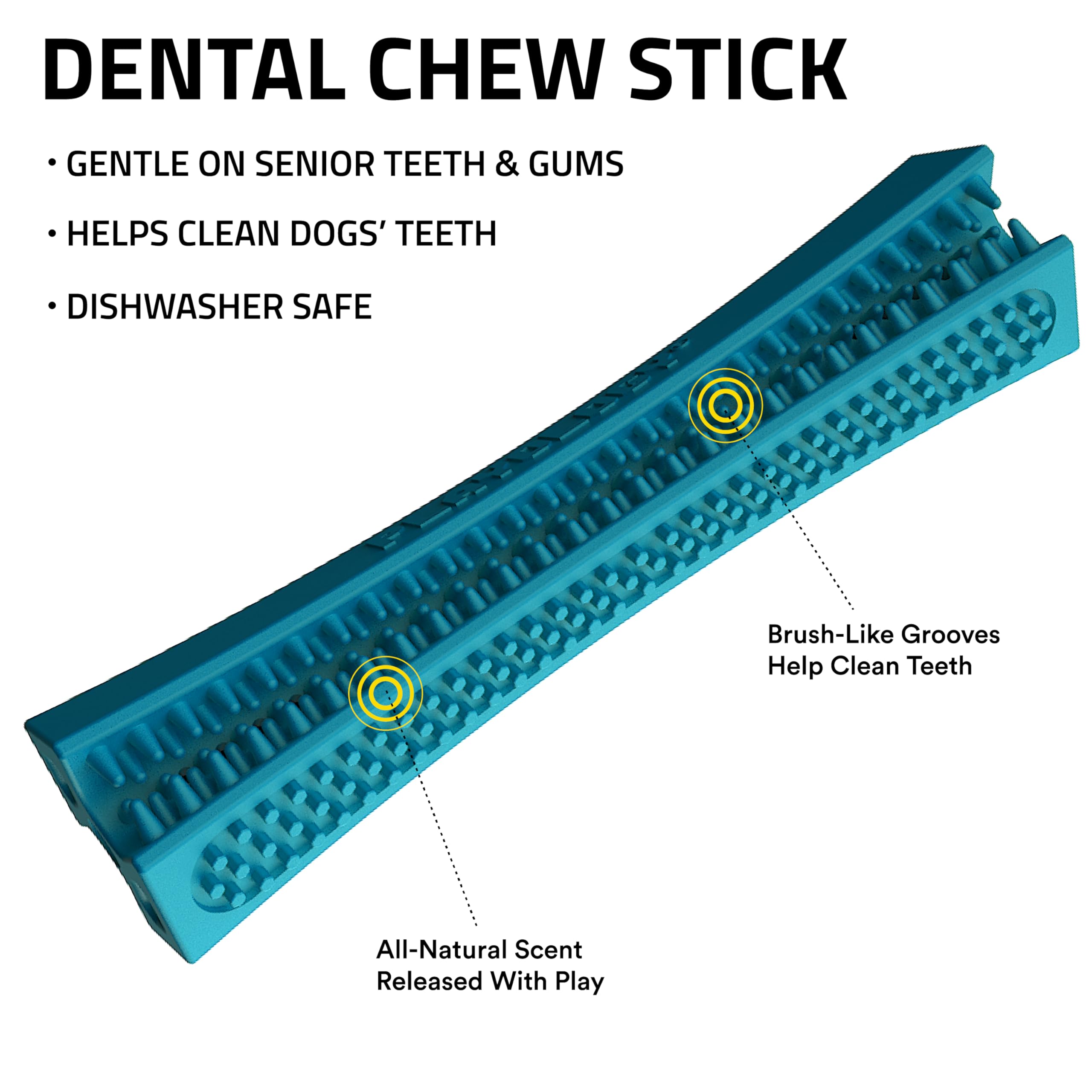 Playology Silver Dental Chew Stick For Large To X-Large Senior Dogs 50Lbs & Up | Engaging All-Natural Peanut Butter Scented Dog