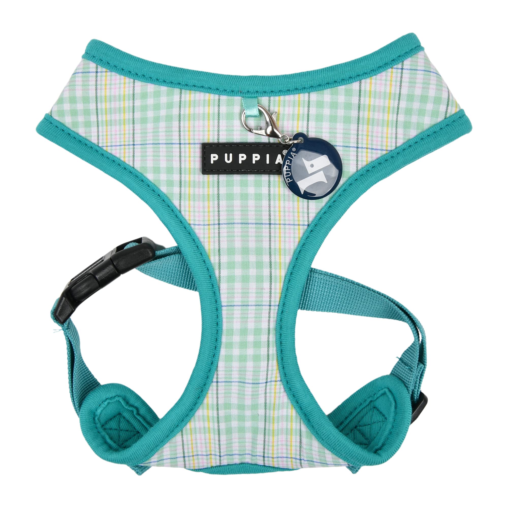 Puppia Spring and Summer Fashion OverTheHead Dog Harness, Aqua_Luke, Medium