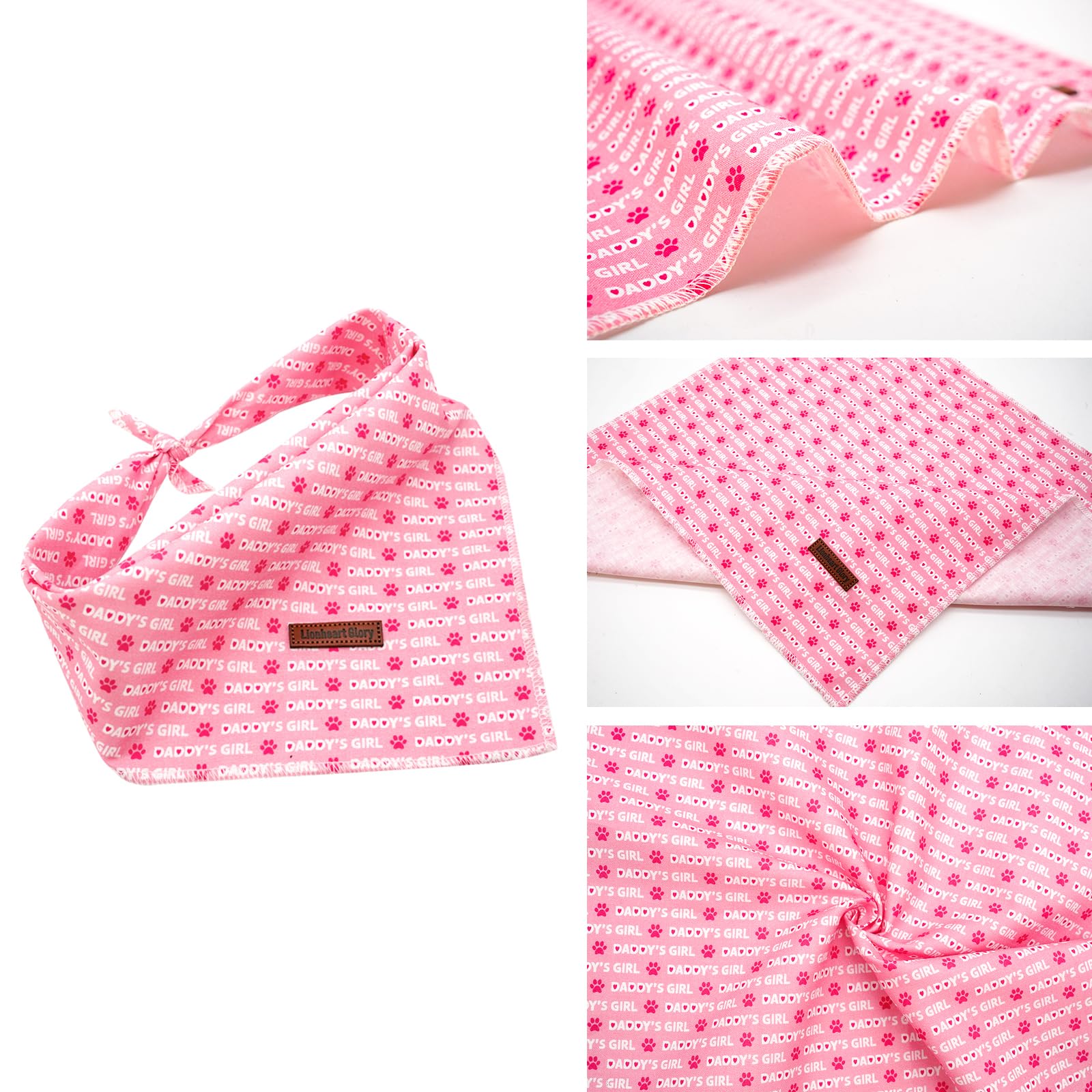 Lionheart Glory Valentine Dog & Cat Scarf, Square Adjustable Bandanas, Soft Washable, 1 Pack