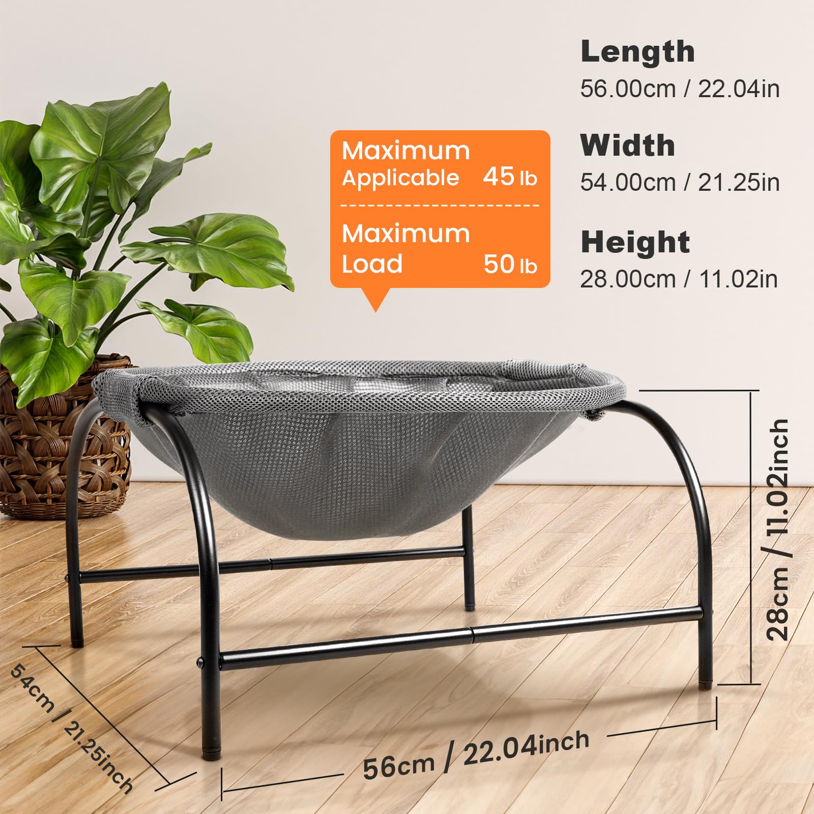 Junspow Cat Bed [Large Size] Dog Bed Pet Hammock Bed Free-Standing Cat Sleeping Cat Supplies Pet Supplies Whole Wash Stable Structure Detachable Excellent Breathability Easy Assembly
