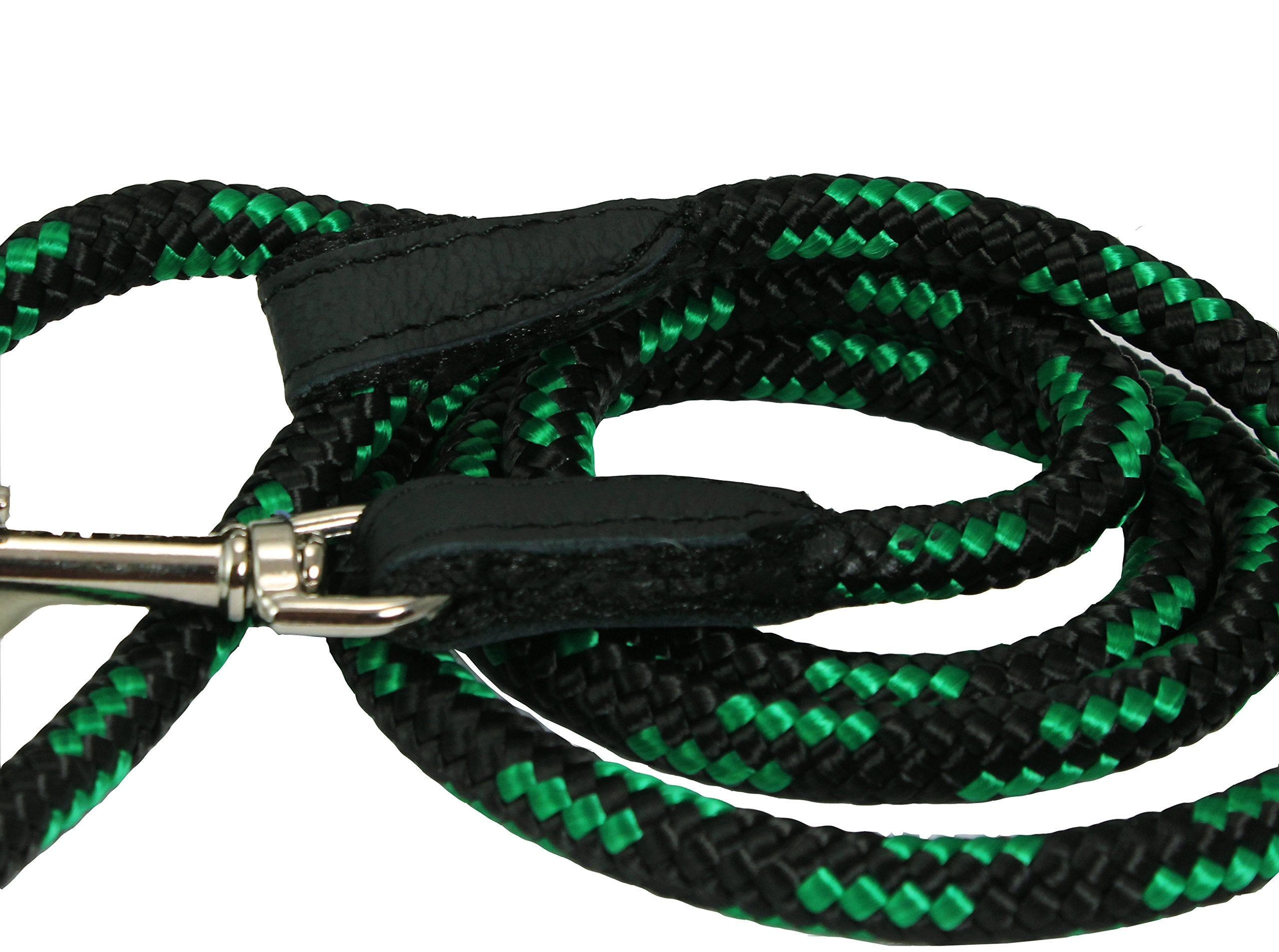 Dogs My Love 6Ft Long Braided Rope Dog Leash Green With Black 6 Sizes (Xsmall: 6Ft Long; 0.25' Diam (6Mm))