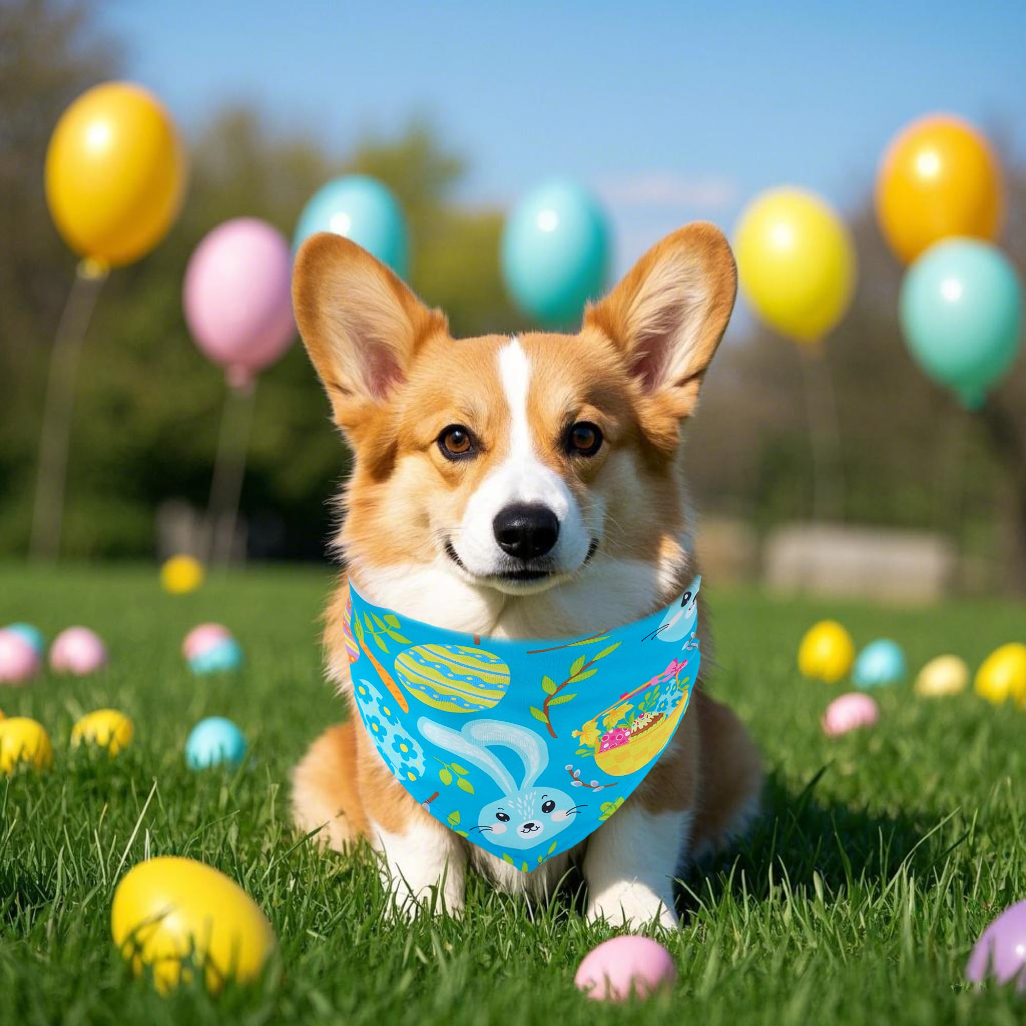 Pai Sence Easter Dog Bandanas For Medium Dog Breed 25 Inch Polyester Dog Bandana 7 Pcs Adjustable Dogs Scarves Grooming M
