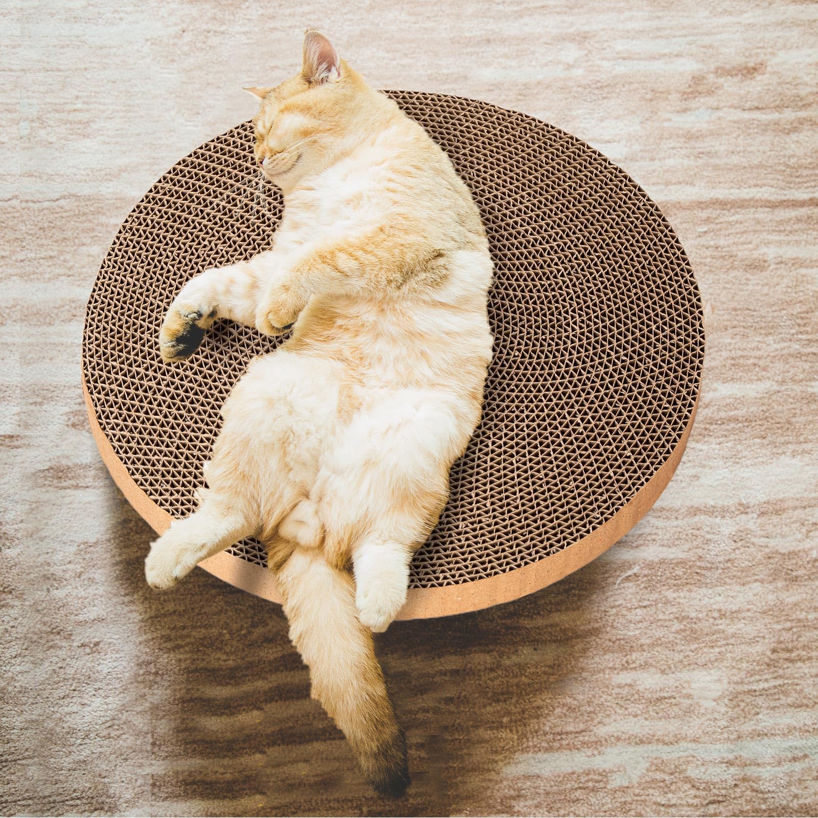Roadtofree Round Cat Scratcher Refill, 10" Diameter, 7/8" Thick, Cardboard, Brown, 2pcs, Replacement Pads for Indoor Cats