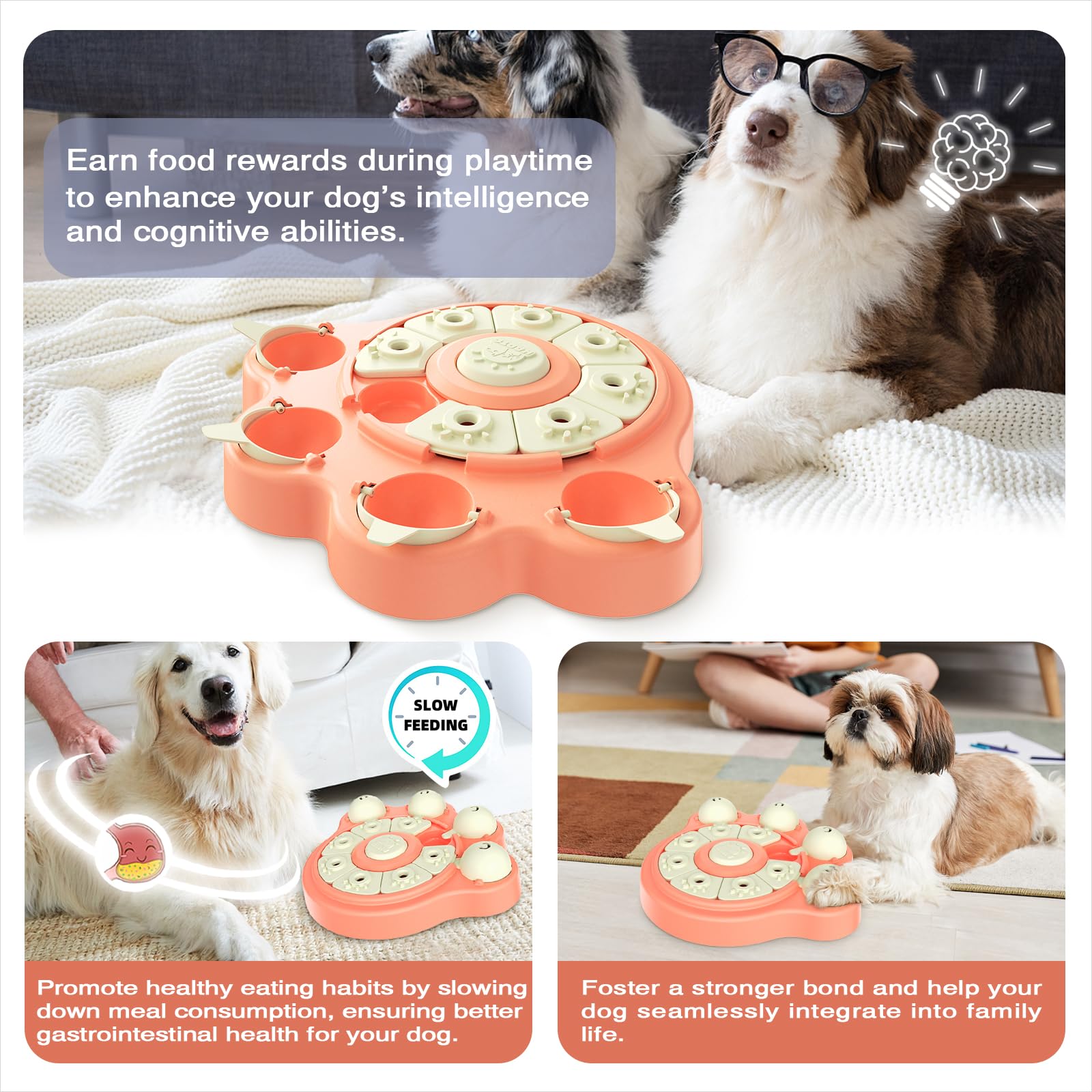 KADTC Level 1 Beginner Dog Puzzle Toy for Small/Medium/Large Dogs Treat Puzzles Slow Feeder Interactive Enrichment Food Dispense