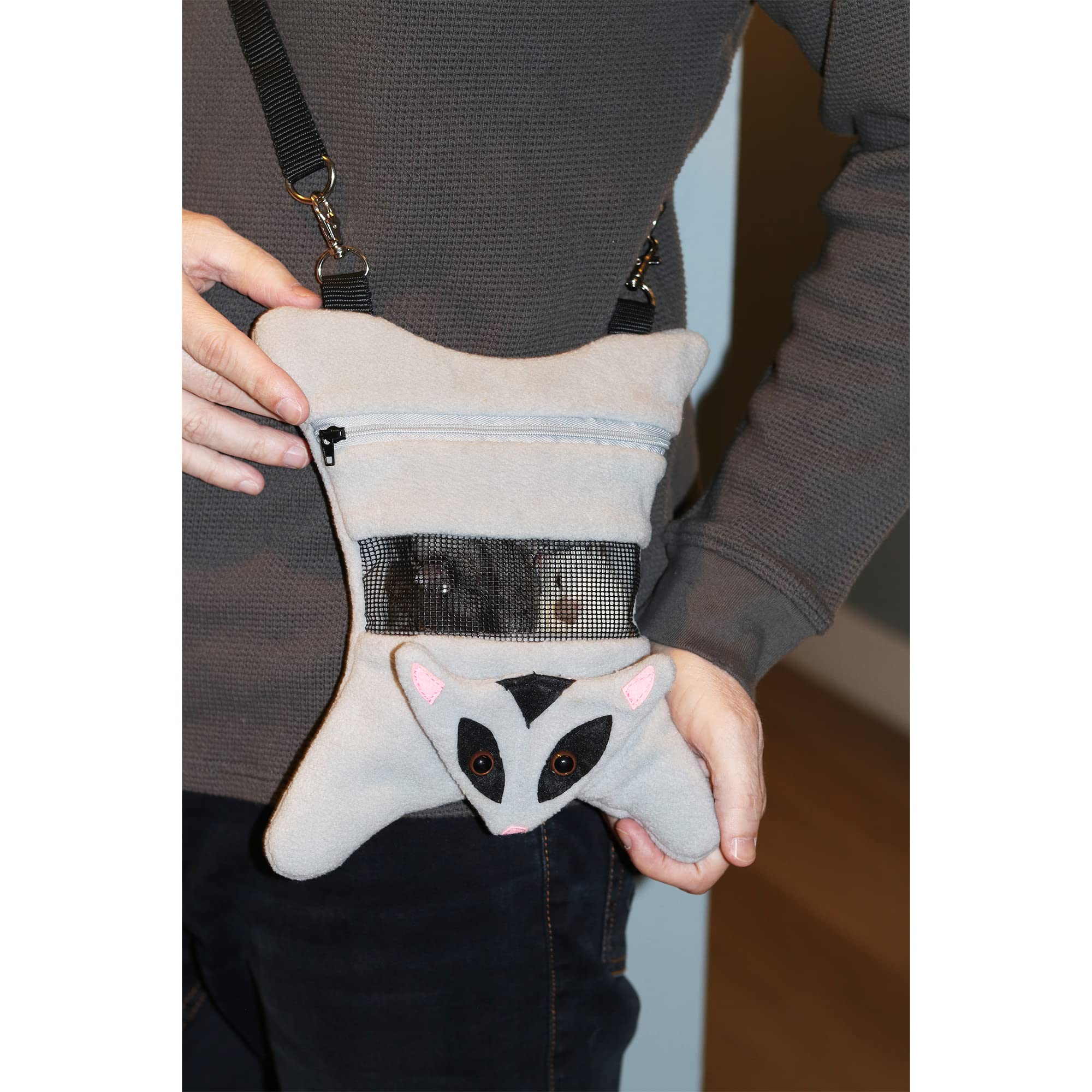 Exotic Nutrition Glider Bonding Pouch - Fleece, Gray, 8" x 7.5" for Small Animals like Sugar Gliders, Rats, Ferrets, and More